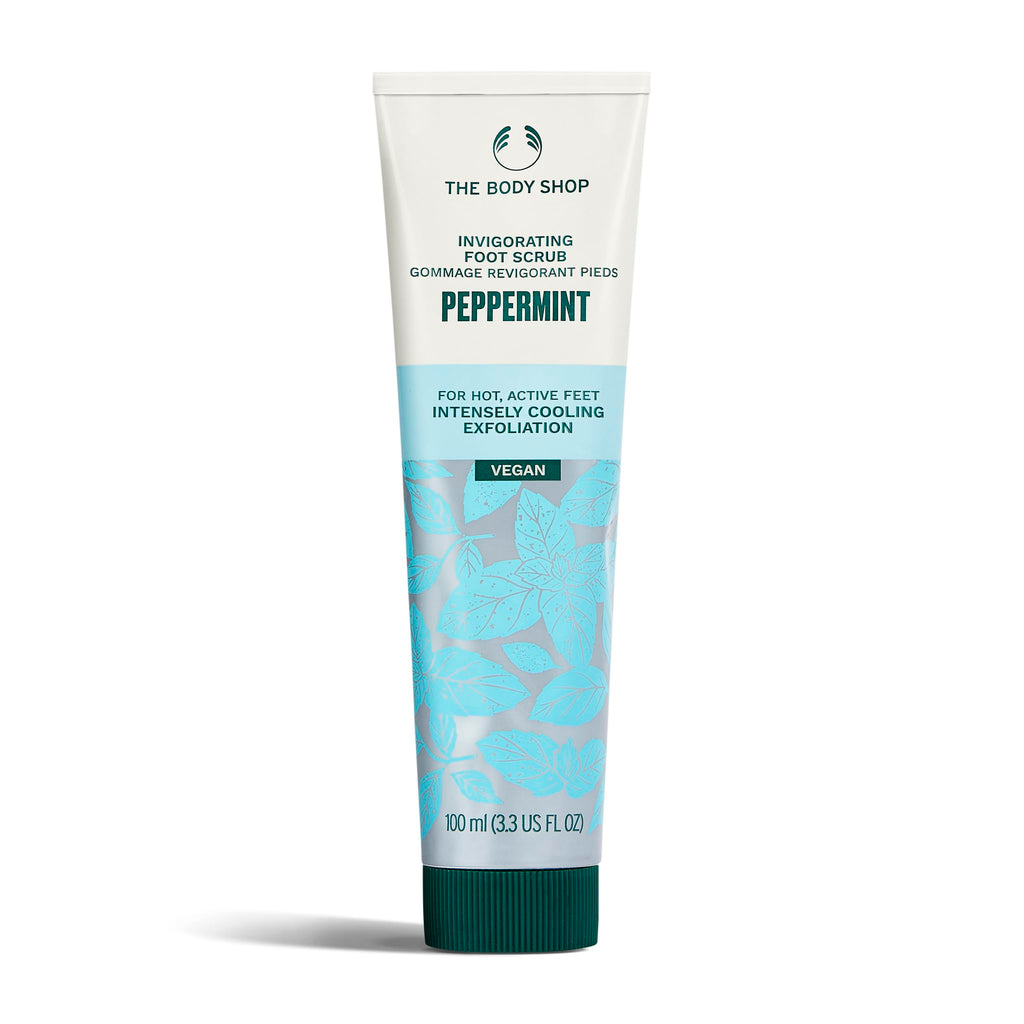 Peppermint Invigorating Foot Scrub | The Body Shop | Cooling Exfoliator for Dry Feet | 3.3 oz | Vegan