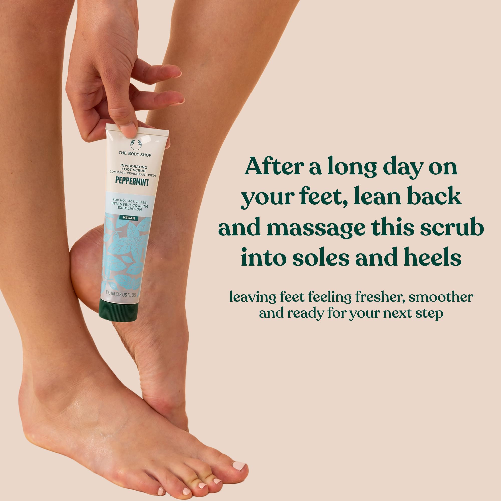 Peppermint Invigorating Foot Scrub | The Body Shop | Cooling Exfoliator for Dry Feet | 3.3 oz | Vegan