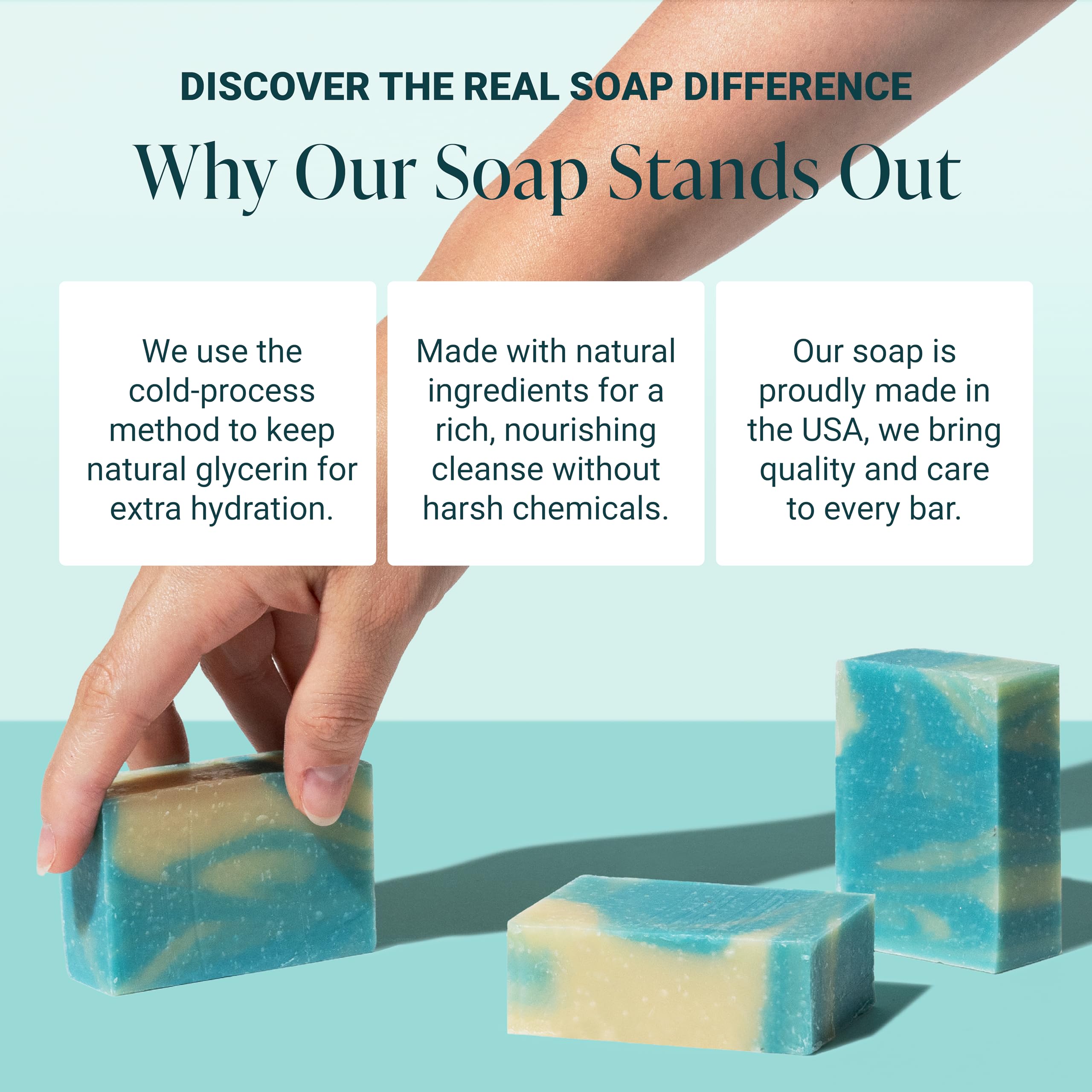 The Bubble Factory Handmade Soap – All Natural, Palm Oil Free, Eucalyptus Mint (3 Bars)