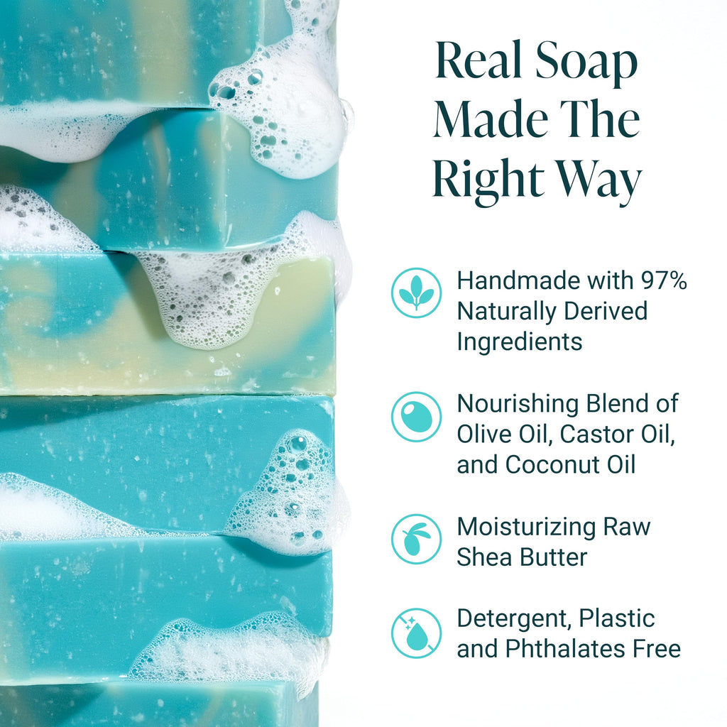 The Bubble Factory Handmade Soap – All Natural, Palm Oil Free, Eucalyptus Mint (3 Bars)