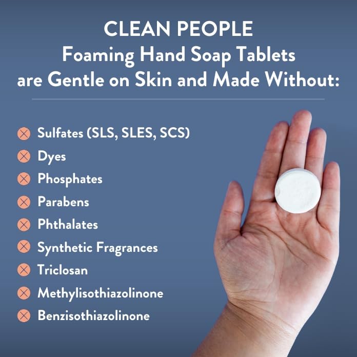 The Clean People Lemon Verbena Foaming Hand Soap Tablets – Mess Free, Gentle on Skin, 12 x 8 fl oz Bottles