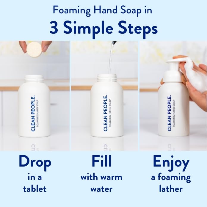 The Clean People Lemon Verbena Foaming Hand Soap Tablets – Mess Free, Gentle on Skin, 12 x 8 fl oz Bottles