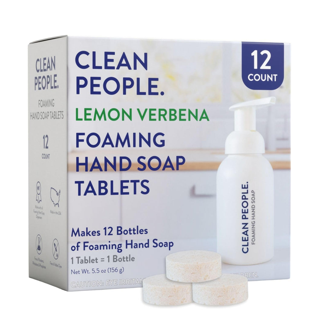 The Clean People Lemon Verbena Foaming Hand Soap Tablets – Mess Free, Gentle on Skin, 12 x 8 fl oz Bottles