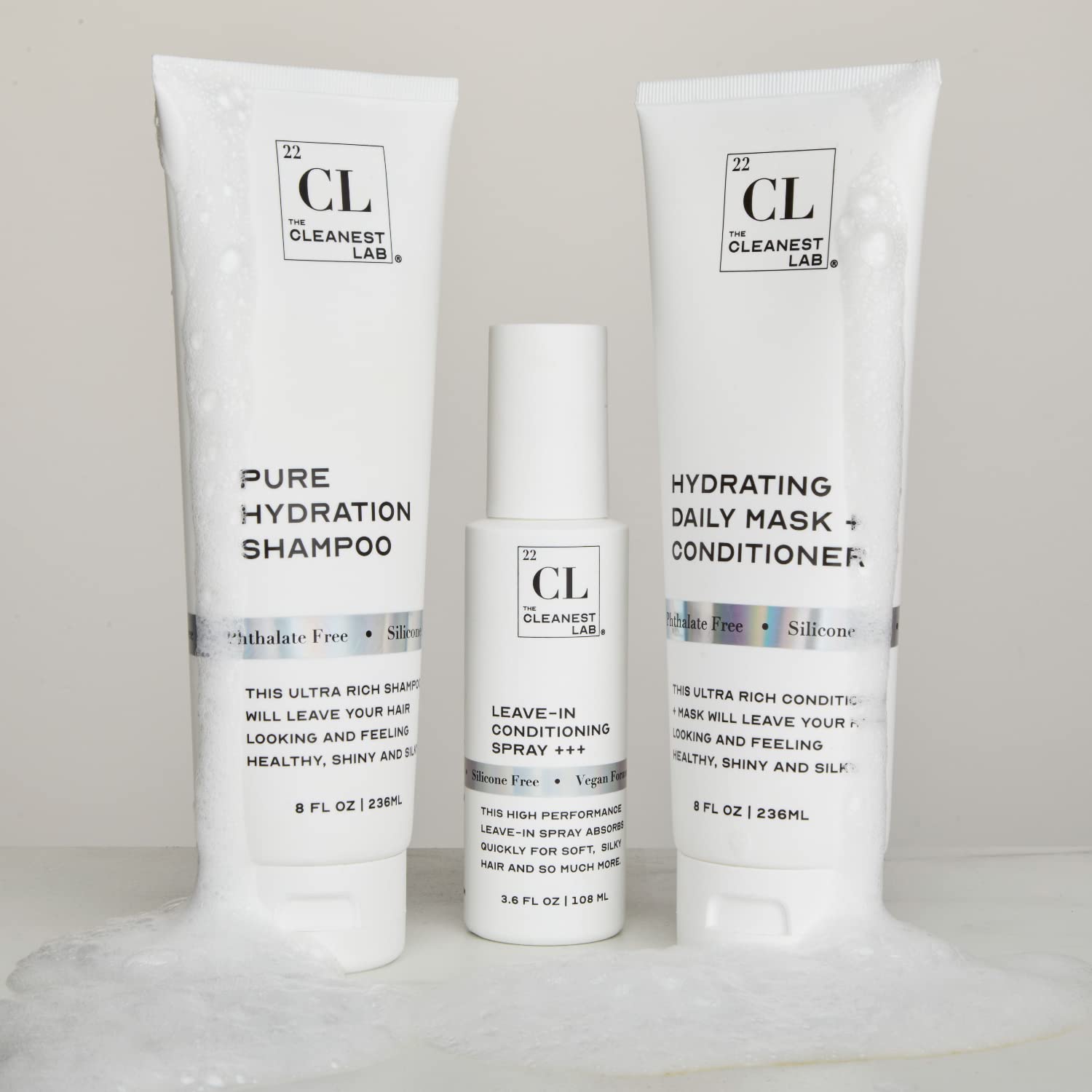 The Cleanest Lab Pure Hydration Professional Shampoo | Dry Hair Treatment & Color-Safe Repair | 8 Fl Oz