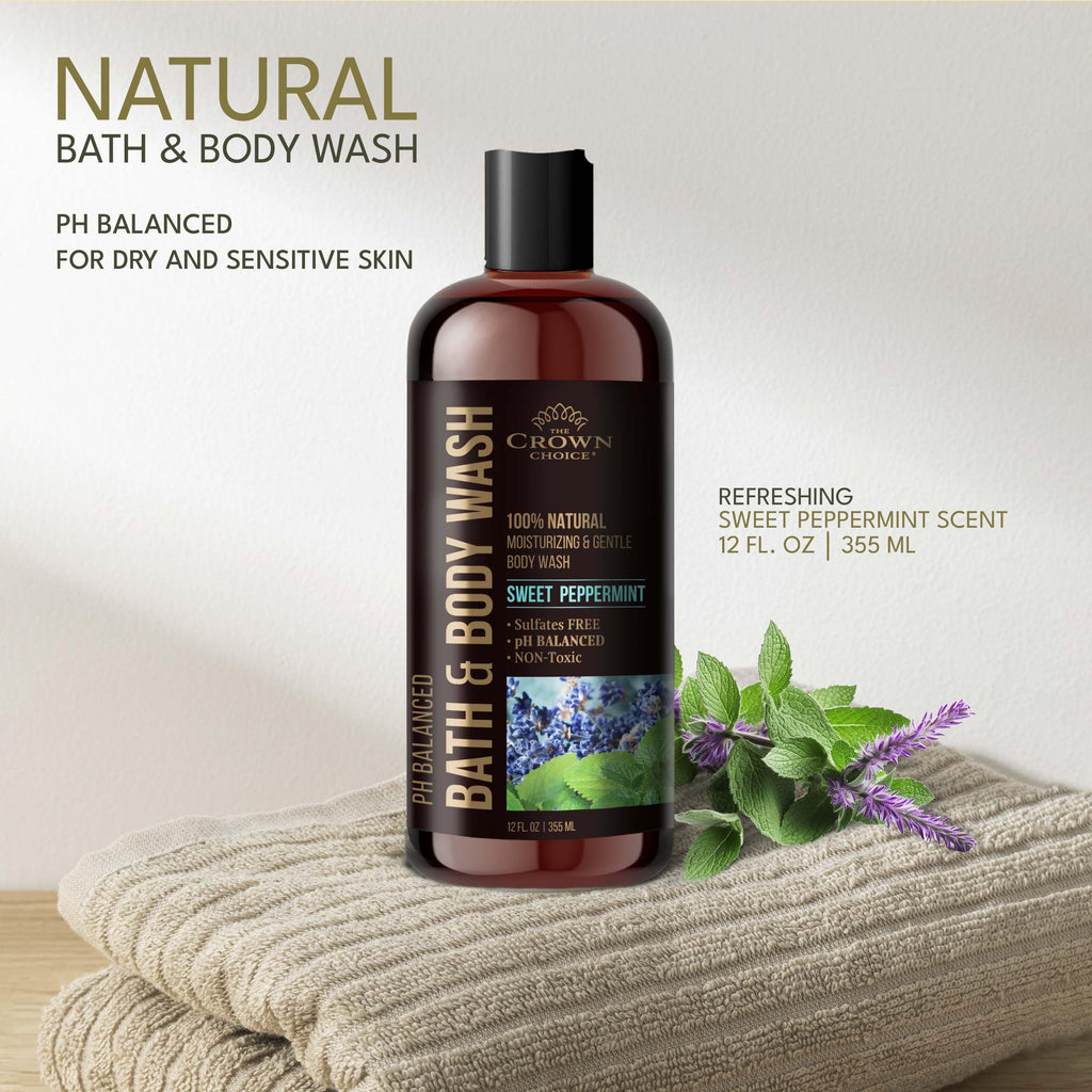 The Crown Choice Natural Body Wash – Peppermint & Lavender | pH 5.5 | 12oz (2-Pack)