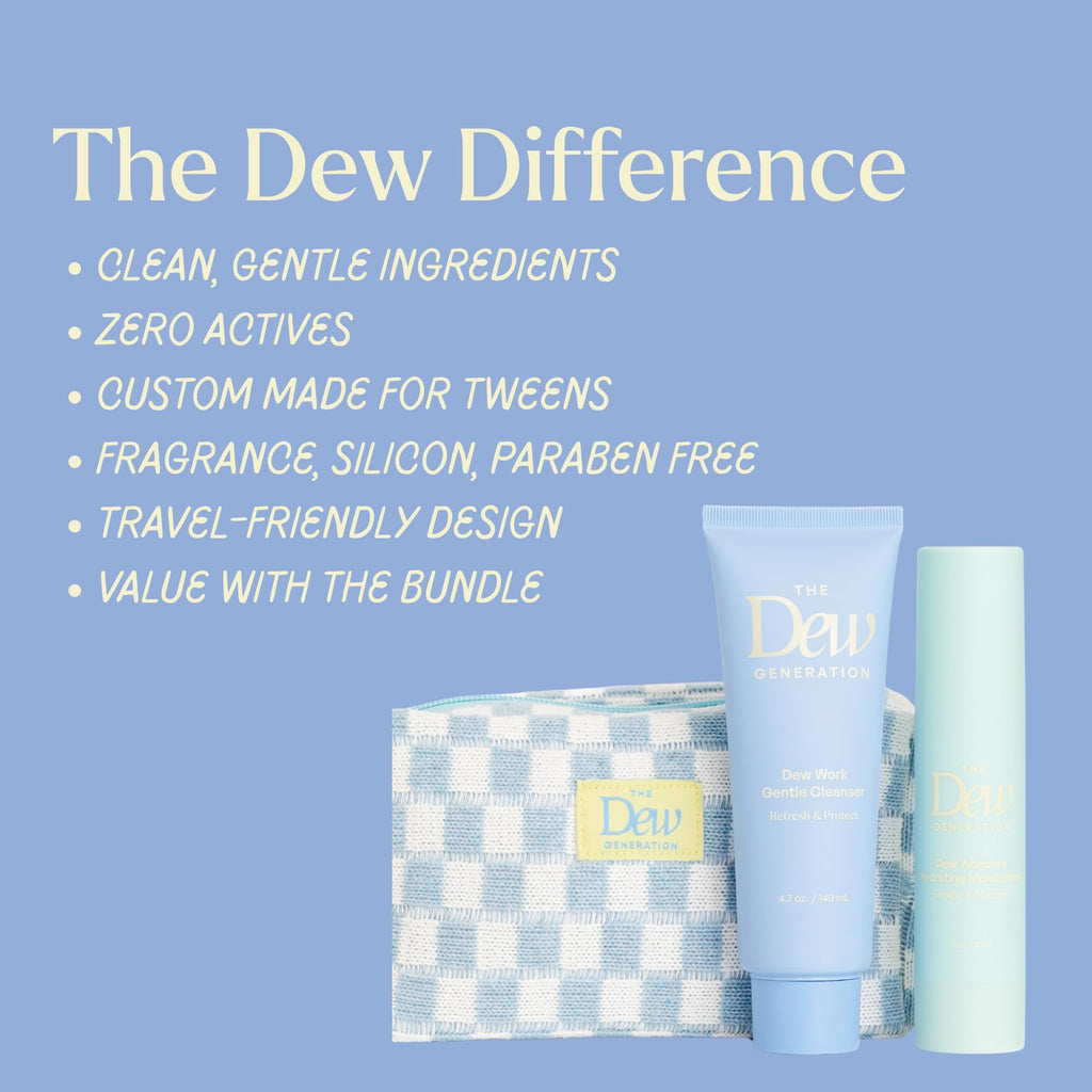 The Dew Generation Dew-O Kit – Gentle Kids Skin Care Set with Cleanser & Moisturizer | Travel Bag