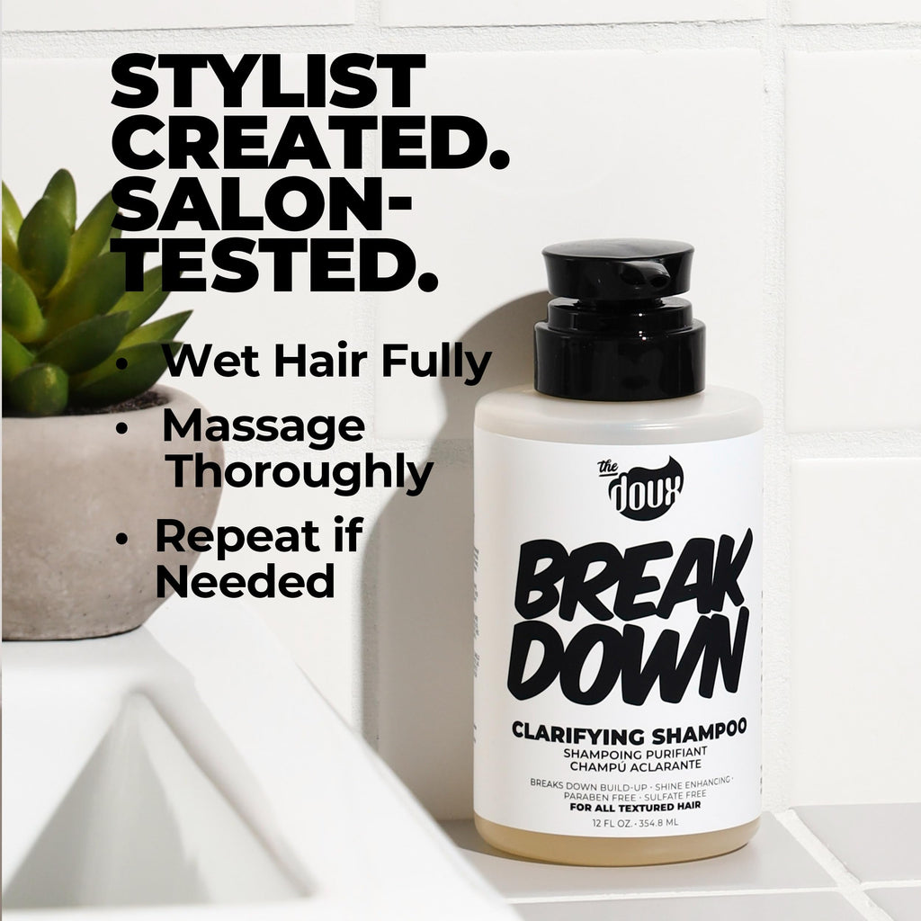 The Doux BREAKDOWN Clarifying Shampoo for Curly & Textured Hair – Rosemary & Vitamin E Detox, Sulfate-Free