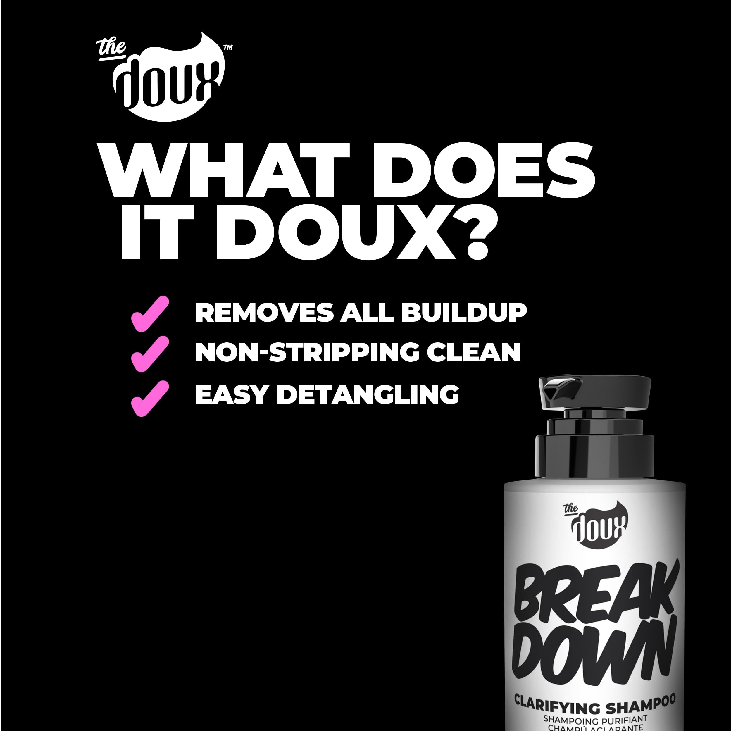 The Doux BREAKDOWN Clarifying Shampoo for Curly & Textured Hair – Rosemary & Vitamin E Detox, Sulfate-Free