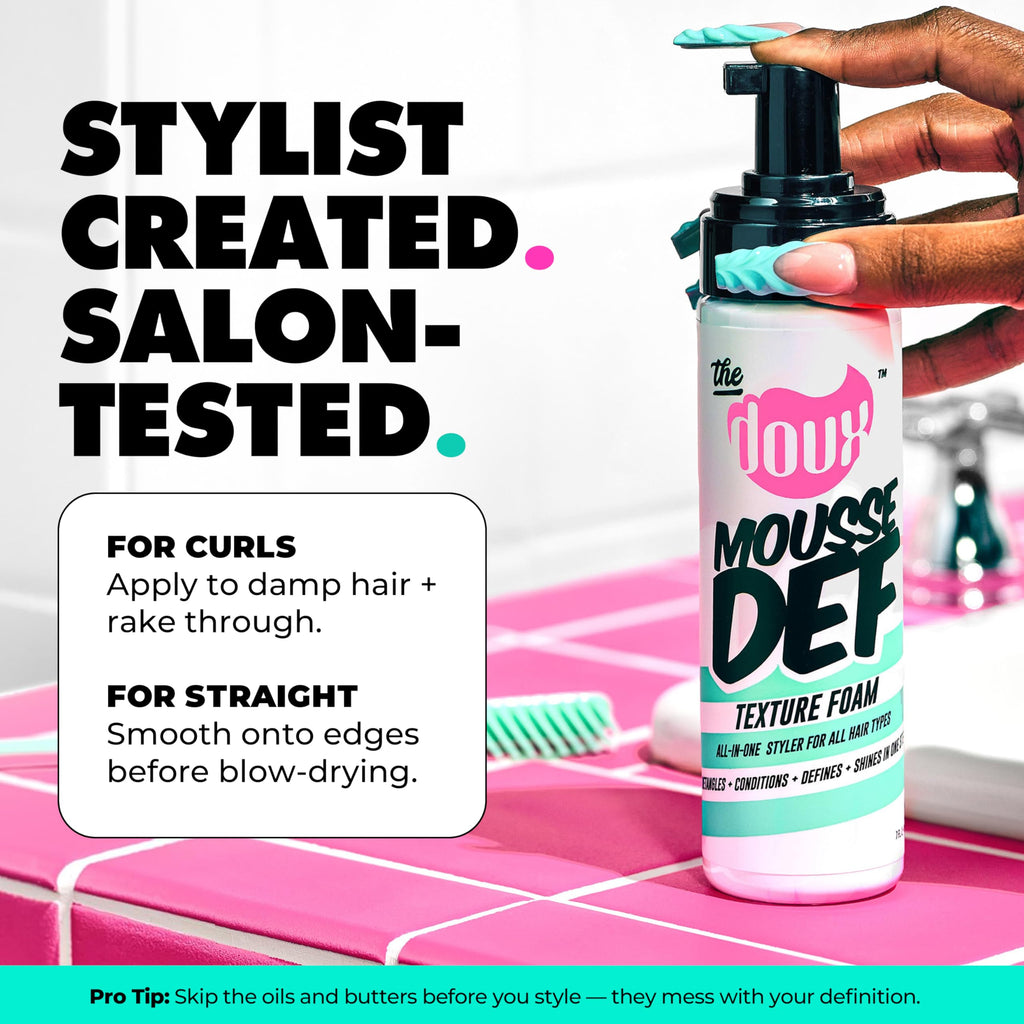 The Doux Multi-Use Mousse for Curly Hair – Texture Foam for Definition, Volume & Shine