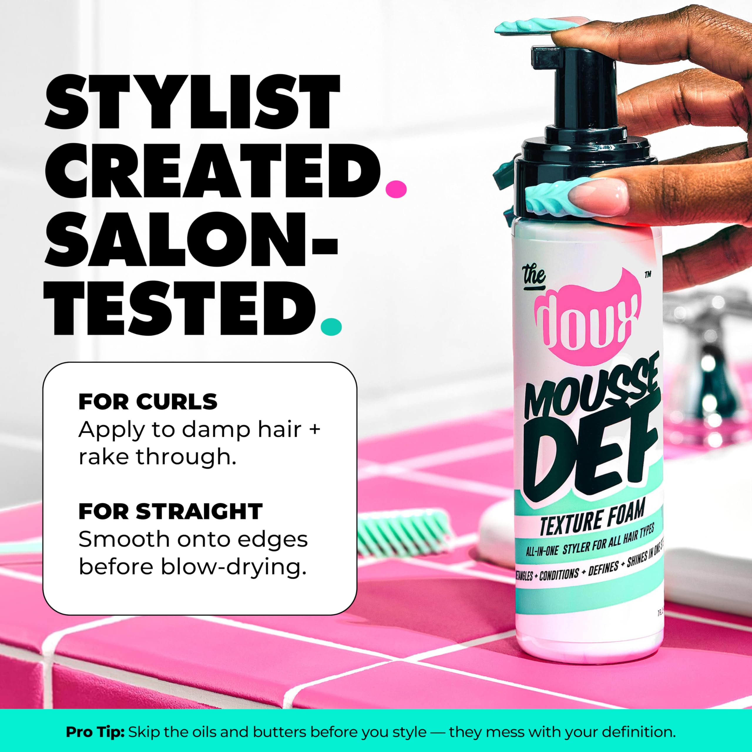 The Doux Multi-Use Mousse for Curly Hair – Texture Foam for Definition, Volume & Shine