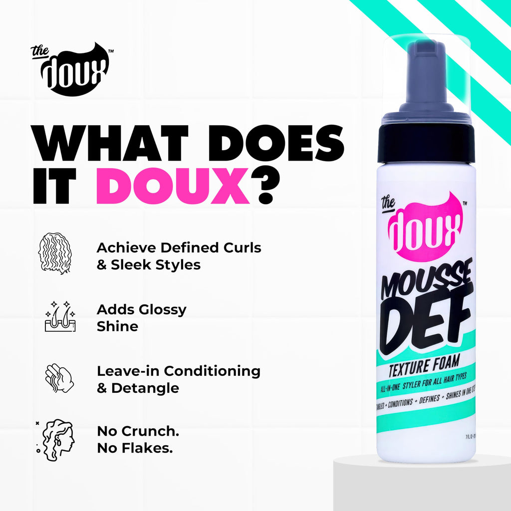 The Doux Multi-Use Mousse for Curly Hair – Texture Foam for Definition, Volume & Shine