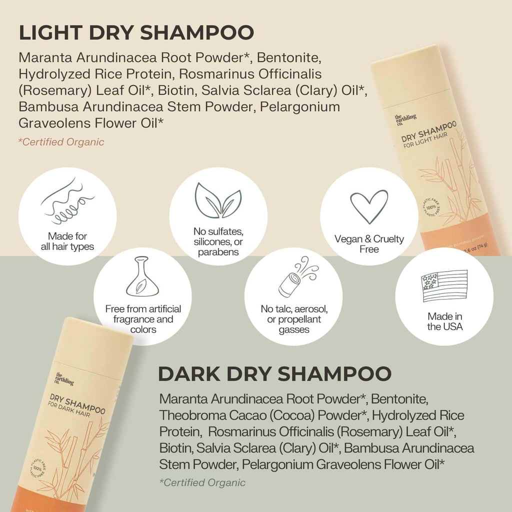 The Earthling Co. Dry Shampoo – Non Aerosol Volumizing Powder for Light Hair (Rosemary Oil & Biotin) – 2.6 oz