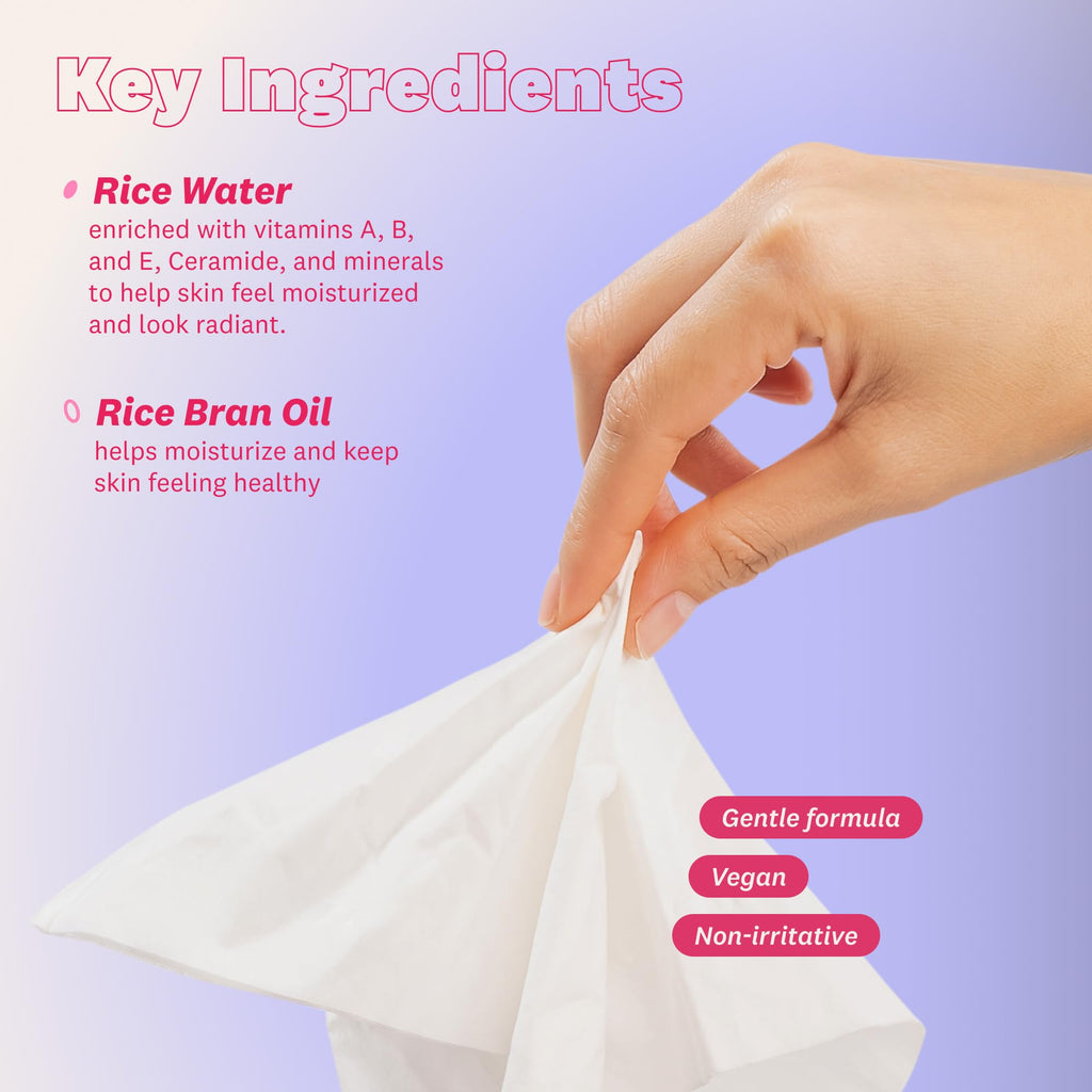 The Face Shop x Glamzilla Rice Water Bright Cleansing Wipes – 3-Pack, 25 Count Each