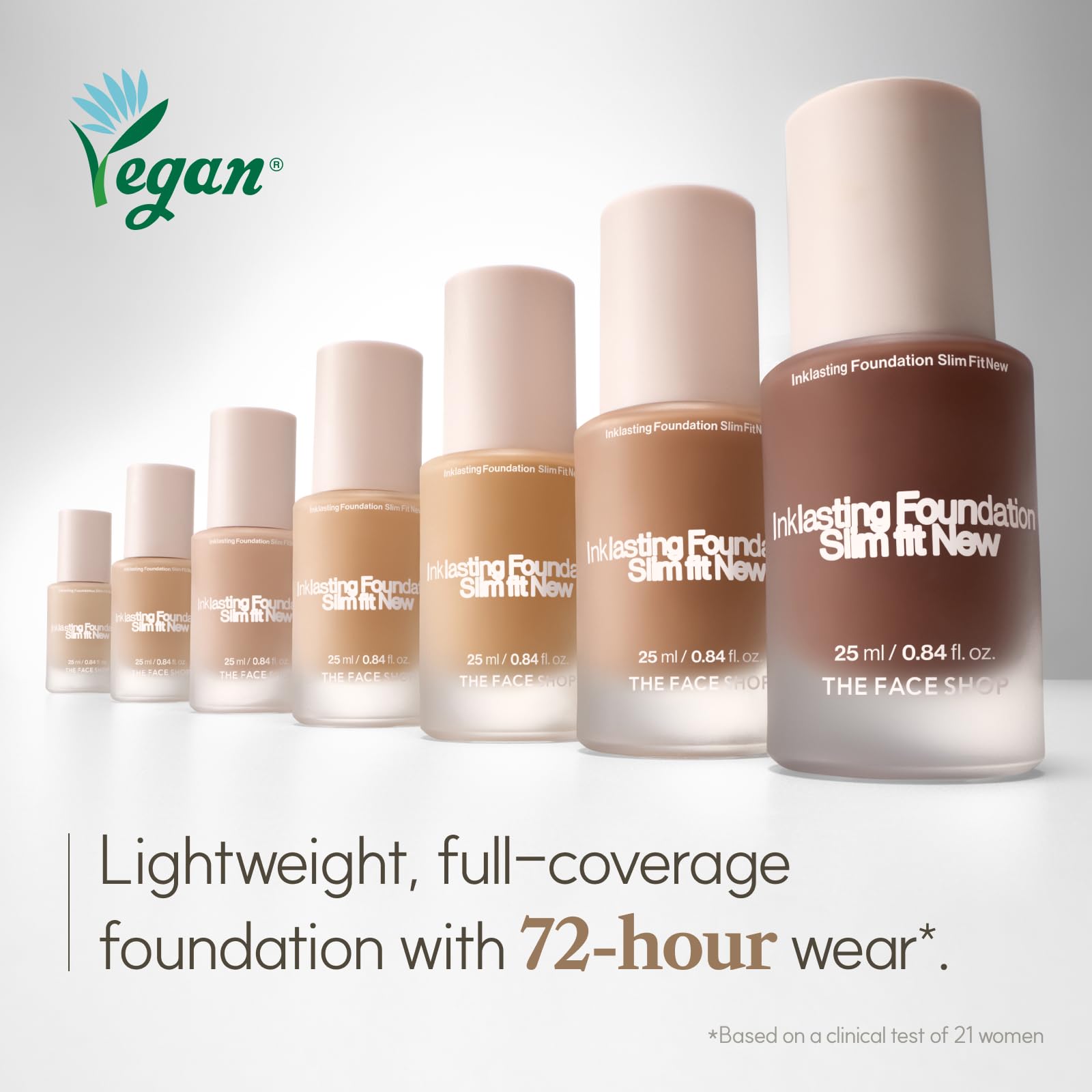 The Face Shop Ink Lasting Foundation – Full Coverage, 72-Hour Semi-Matte, Bakuchiol, N310 Almond, 0.84 Fl Oz