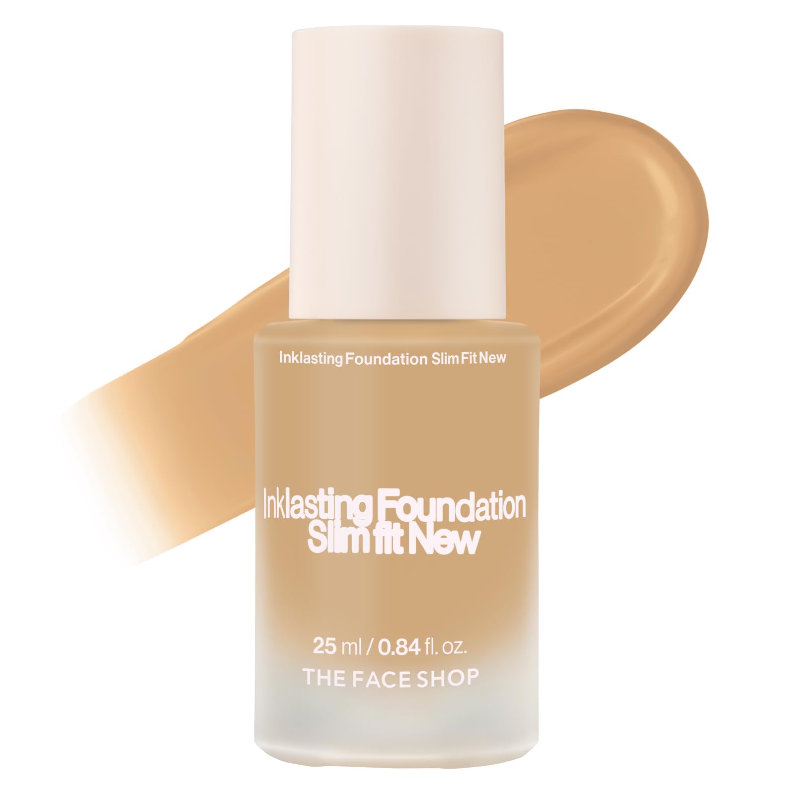 The Face Shop Ink Lasting Foundation – Full Coverage, 72-Hour Wear, Bakuchiol, W210 Warm Sand, 0.84 fl oz