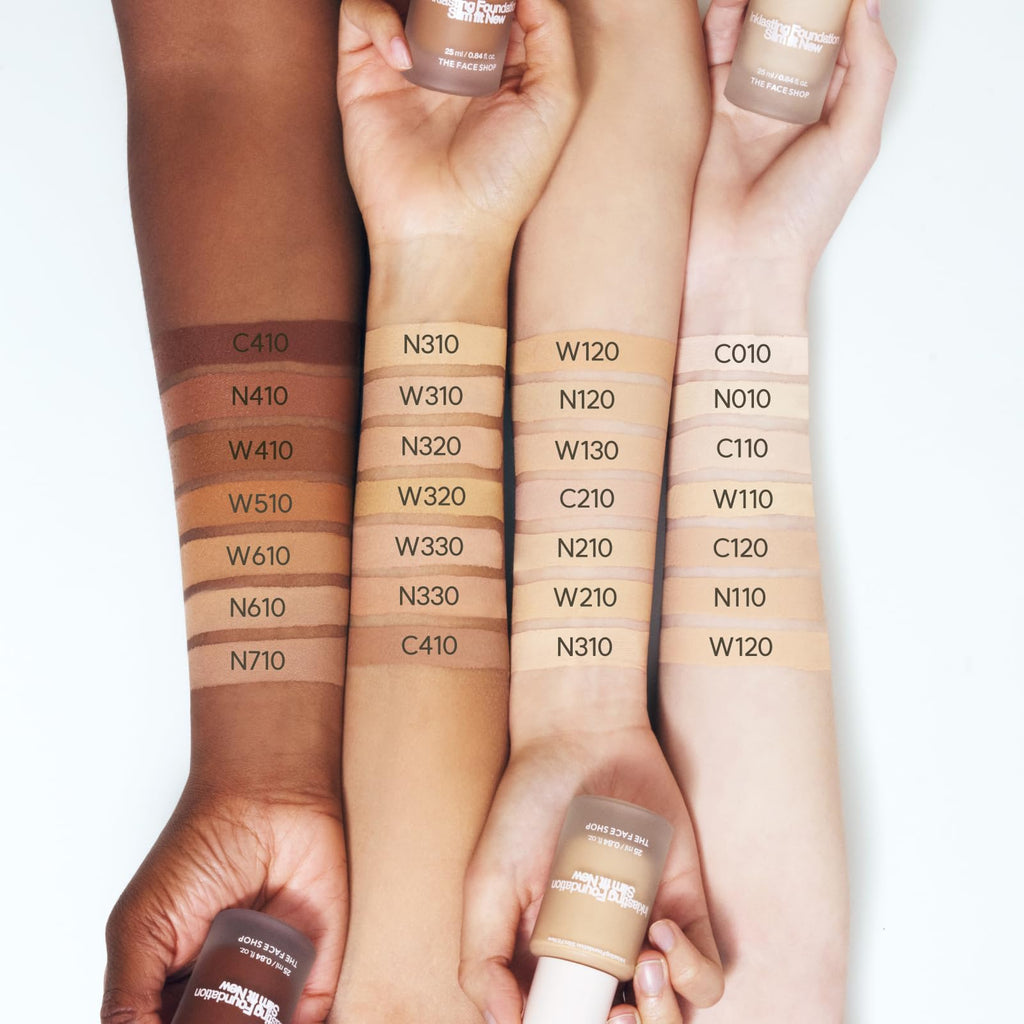 The Face Shop Ink Lasting Foundation – Full Coverage, 72-Hour Wear, Bakuchiol, W210 Warm Sand, 0.84 fl oz