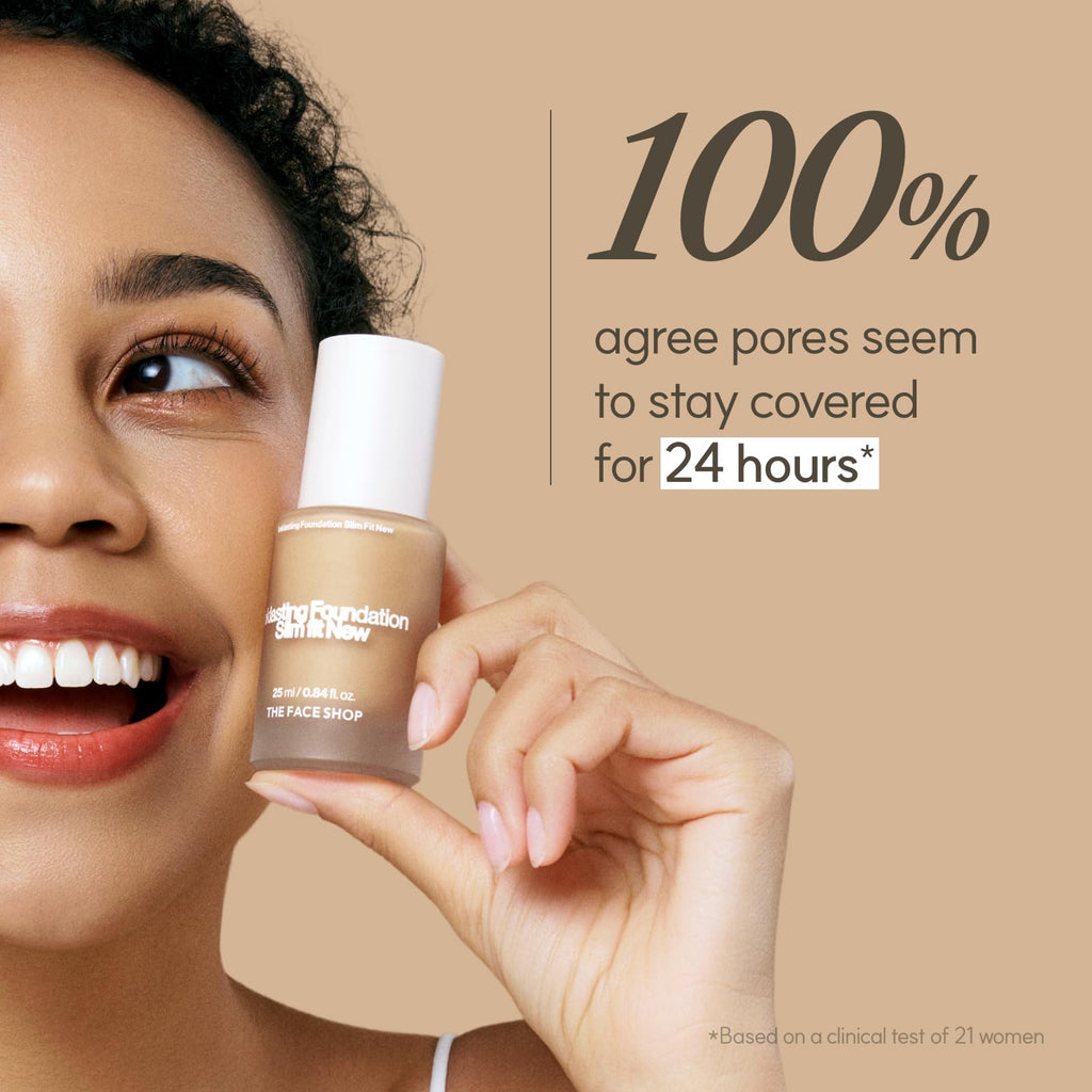 The Face Shop Ink Lasting Foundation – Full Coverage, 72-Hour Wear, Bakuchiol, W210 Warm Sand, 0.84 fl oz