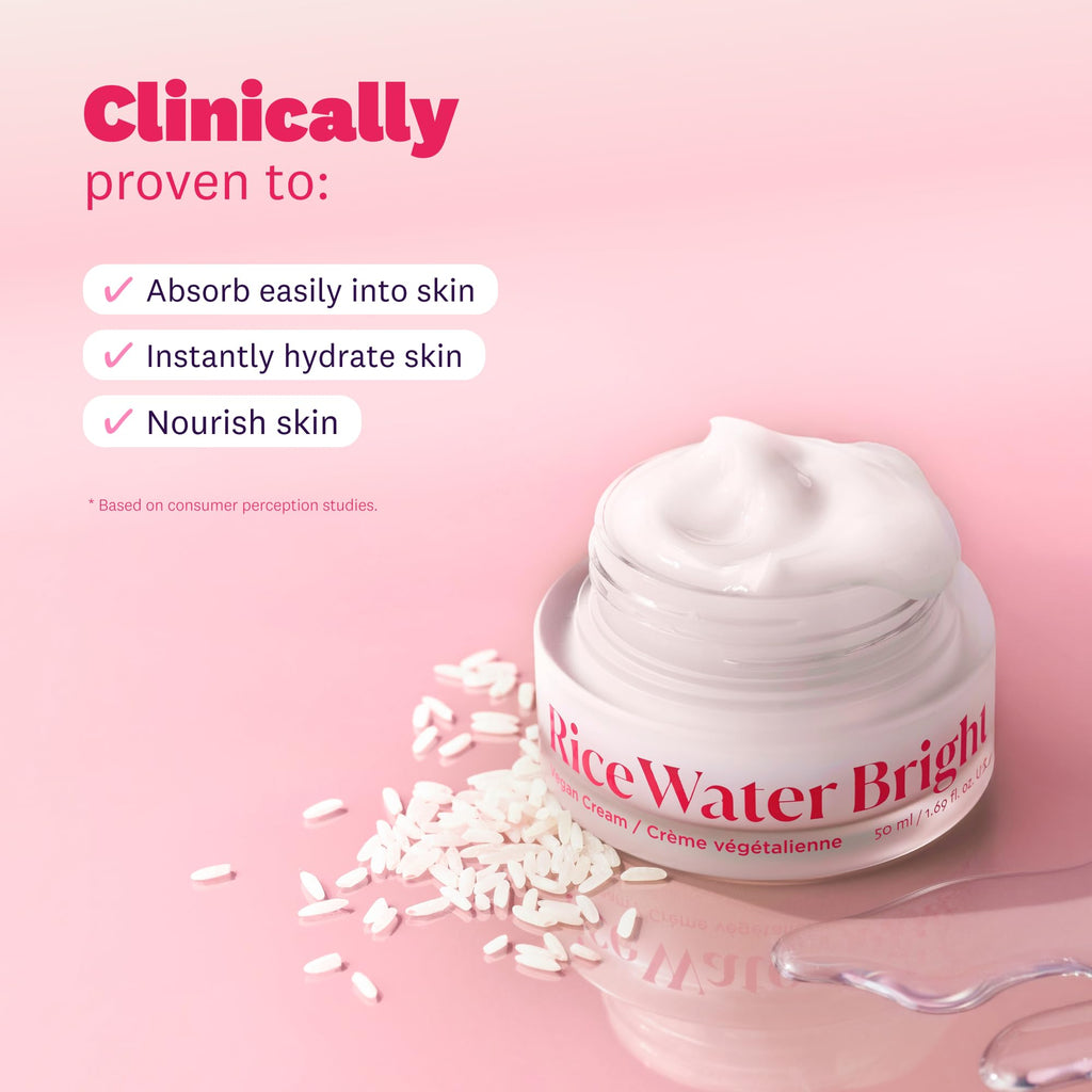 The Face Shop Rice Water Bright Vegan Cream – Instant Moisturization, Quick-Absorbing Formula
