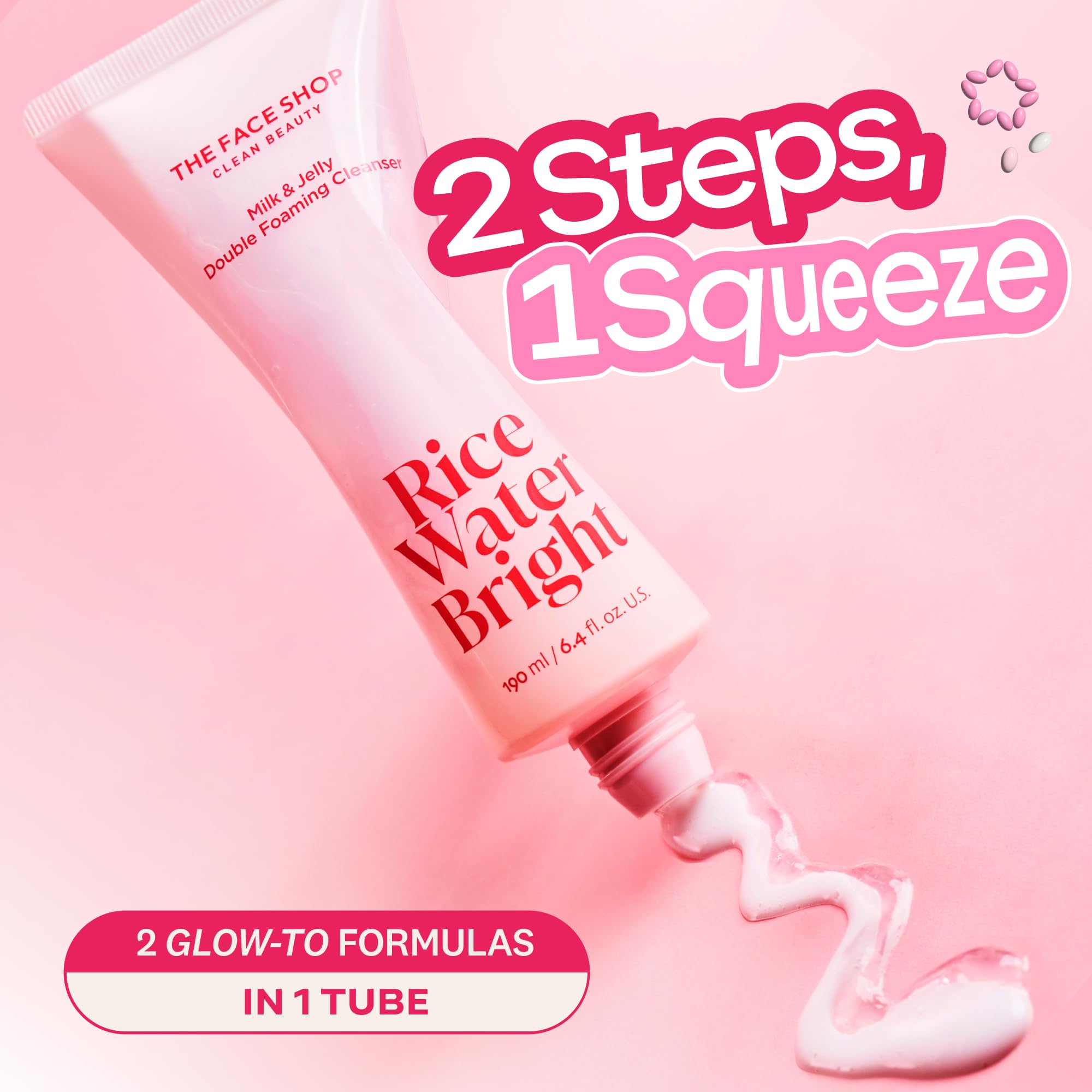 The Face Shop Rice Water Bright Milk & Jelly Double Cleanser | 2-in-1 Makeup Remover & Cleanser