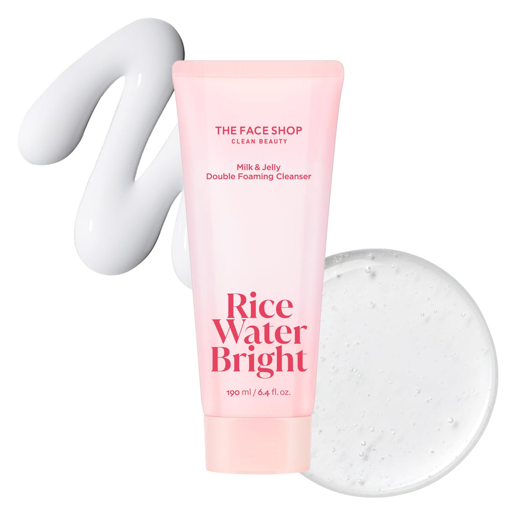 The Face Shop Rice Water Bright Milk & Jelly Double Cleanser | 2-in-1 Makeup Remover & Cleanser