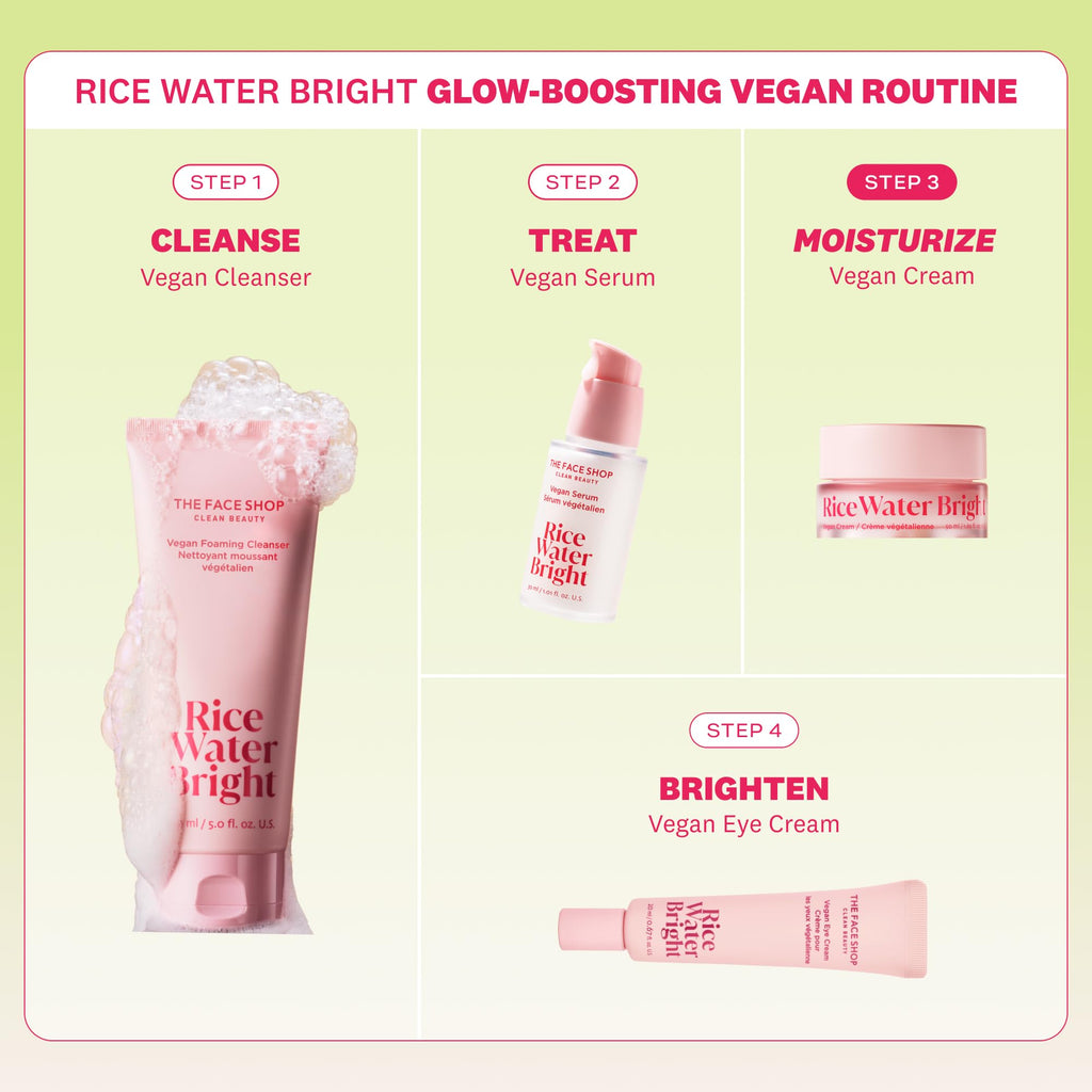 The Face Shop Rice Water Bright Vegan Cream – Instant Moisturization, Quick-Absorbing Formula