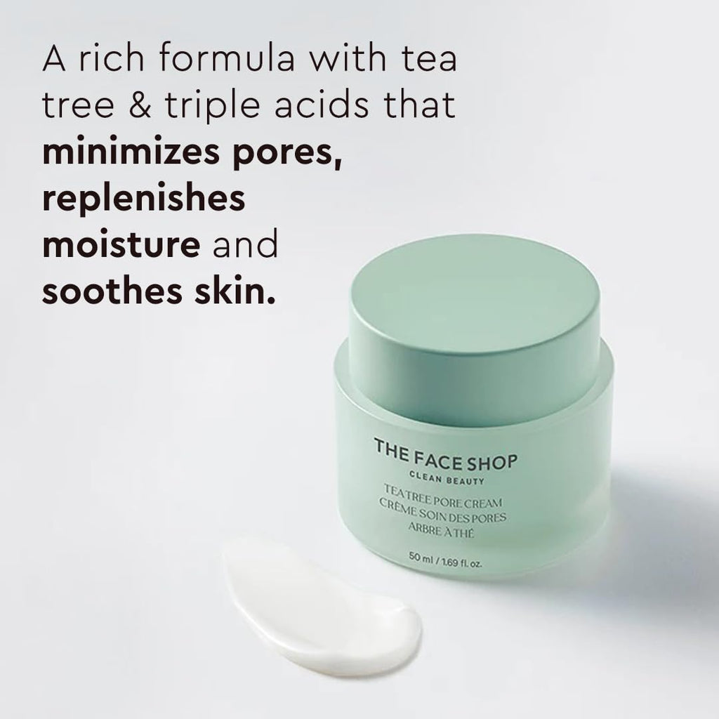The Face Shop Tea Tree Pore Cream – Pore Minimizer, Hydrating & Soothing Moisturizer