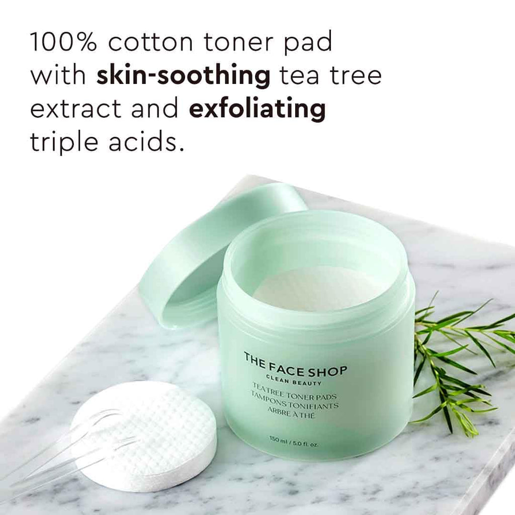 The Face Shop Tea Tree Toner Pads – Exfoliating Dual-Sided Pads for Pores & Even Tone