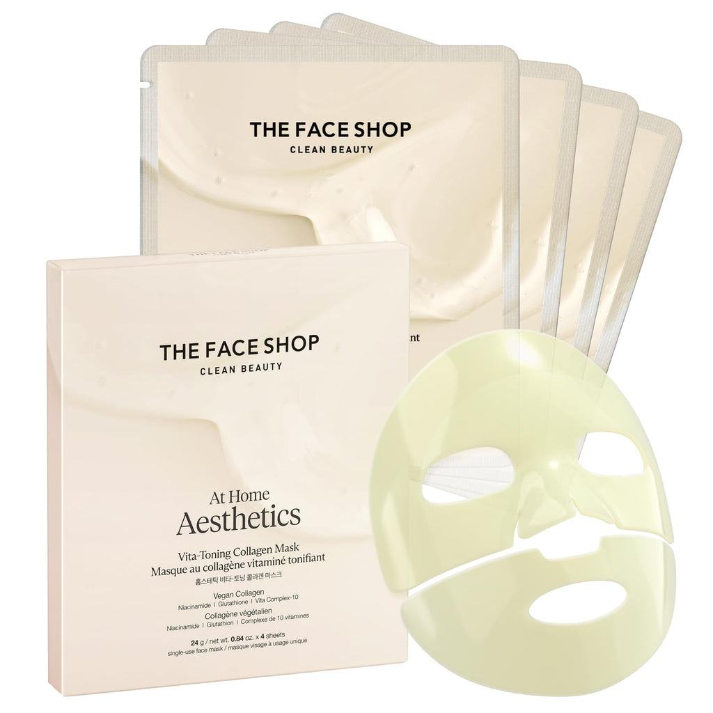 The Face Shop Vita-Toning Vegan Collagen Face Mask | Hydrating Hydrogel Mask for Glass Skin, Elasticity & Even Tone