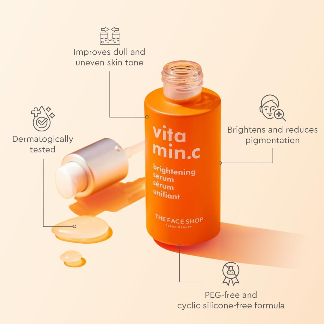 The Face Shop Vitamin C Serum – Brighten Complexion, Even Tone, Hyaluronic Acid & Niacinamide