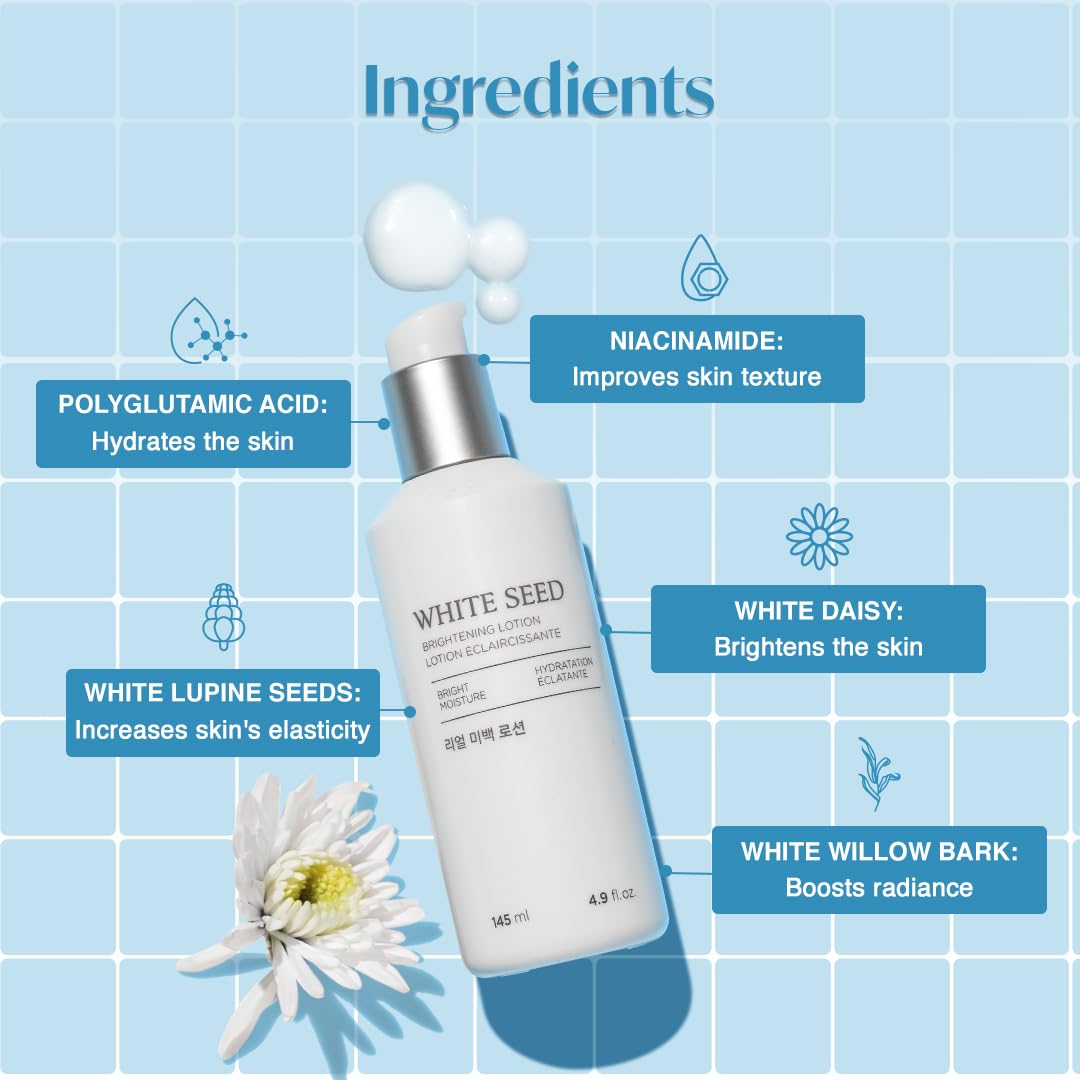 The Face Shop White Seed Brightening Lotion – Niacinamide Hydrating Moisturizer