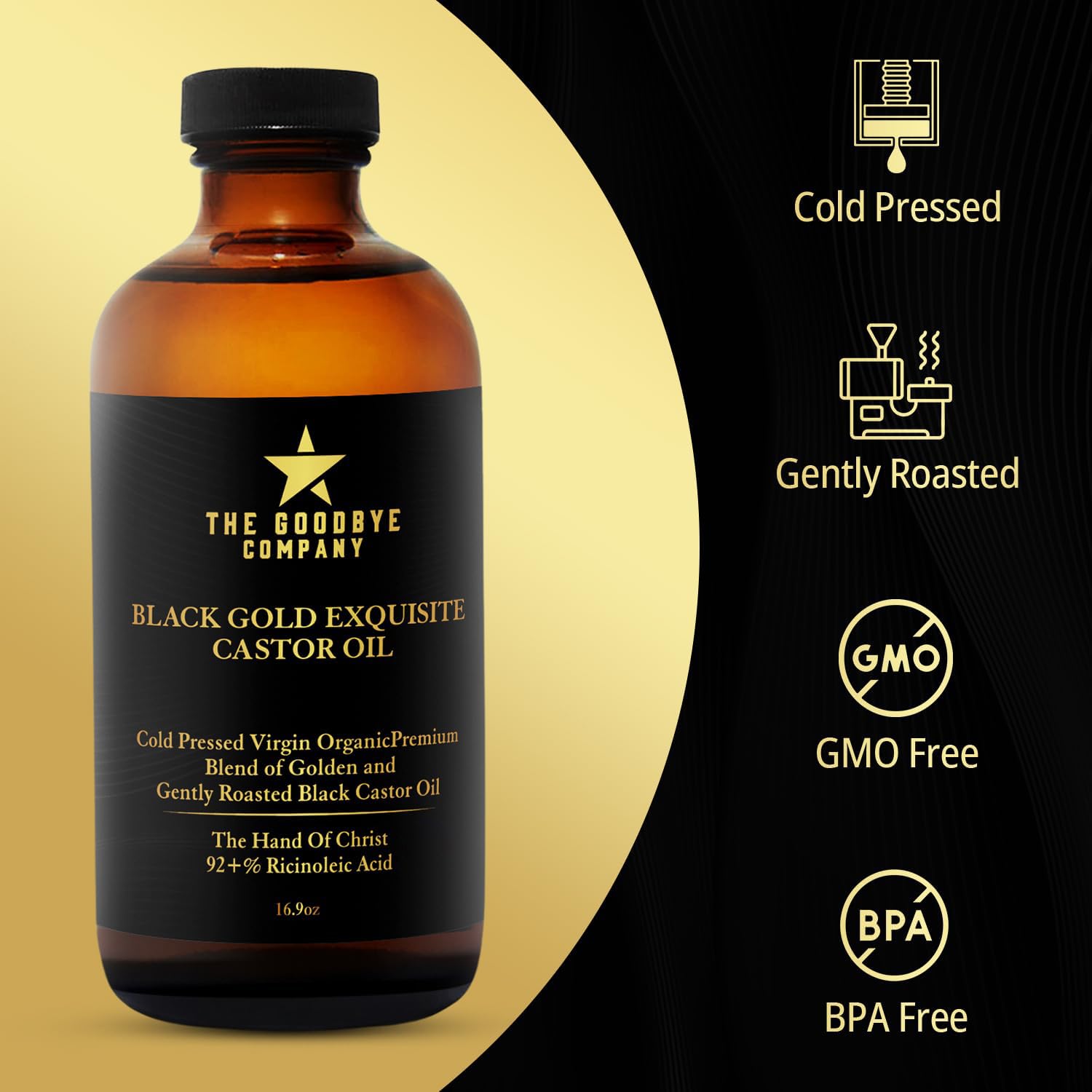 The Goodbye Company Jamaican Black Castor Oil – 100% Pure, Cold-Pressed, 16.9oz