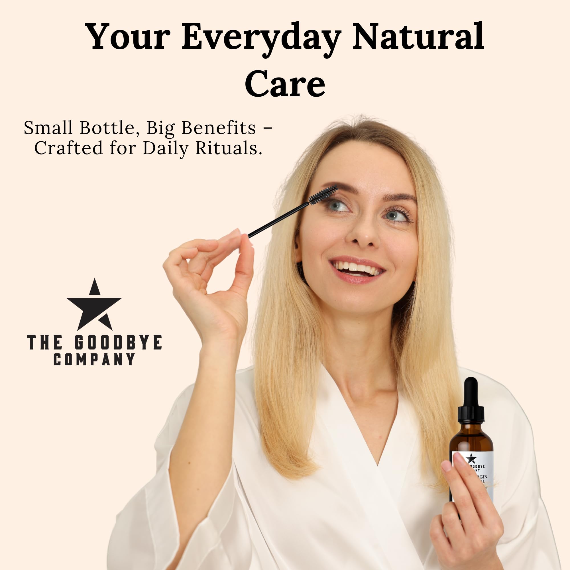 The Goodbye Company USDA Organic Castor Oil for Eyelashes & Eyebrows – 100% Pure Cold-Pressed, Hexane-Free 60ml with Applicator