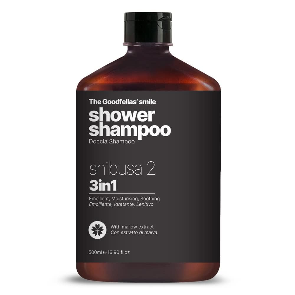The Goodfellas' Smile Shibusa 2 3-in-1 Shower Shampoo – Body, Hair & Beard Cleanser for Men | Peach, Ying & Wood Notes | Made in Italy | 500ml