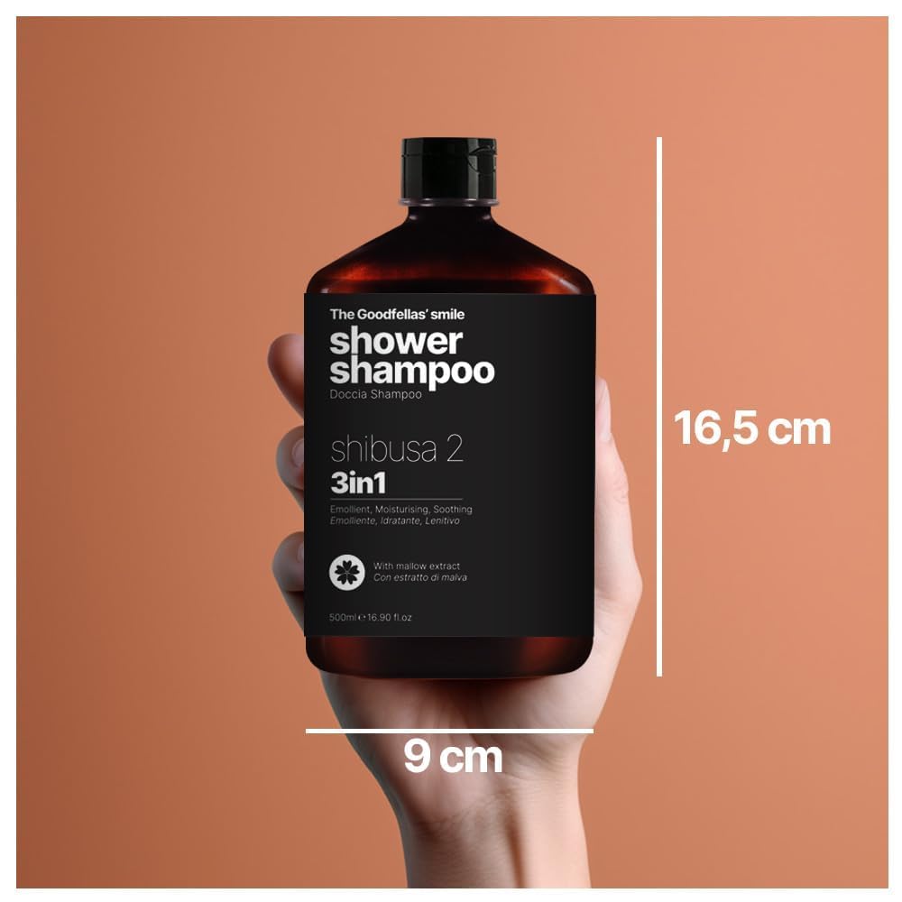 The Goodfellas' Smile Shibusa 2 3-in-1 Shower Shampoo – Body, Hair & Beard Cleanser for Men | Peach, Ying & Wood Notes | Made in Italy | 500ml