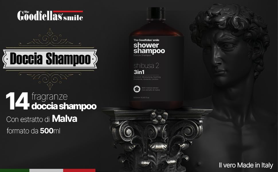 The Goodfellas' Smile Shibusa 2 3-in-1 Shower Shampoo – Body, Hair & Beard Cleanser for Men | Peach, Ying & Wood Notes | Made in Italy | 500ml