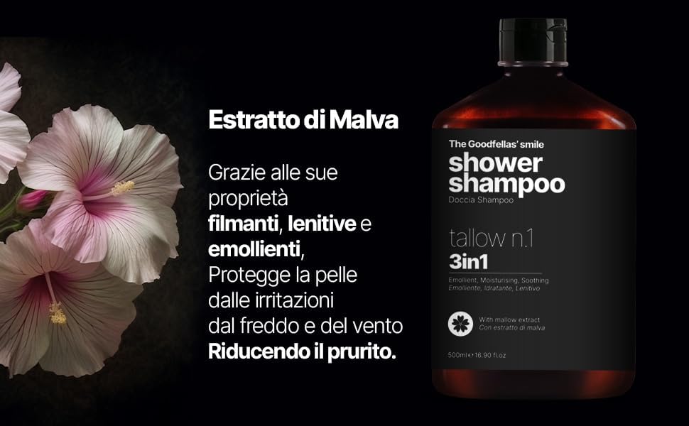The Goodfellas' smile Tallow N.1 3-in-1 Shower Shampoo for Men | Body Wash, Shampoo & Conditioner | Bold Masculine Scent | Made in Italy