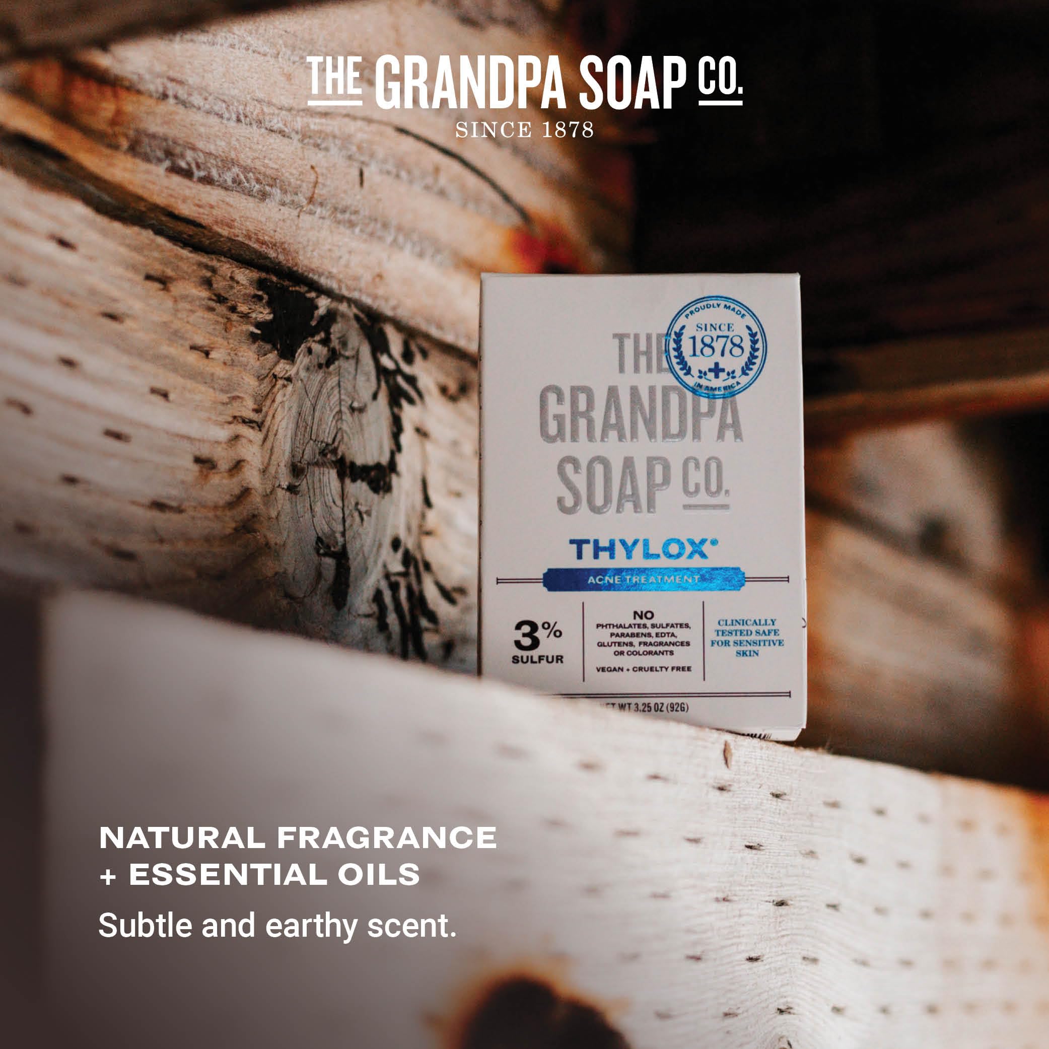 The Grandpa Soap Co. Thylox Acne Treatment Bar Soap – 3% Natural Sulfur, 2-Pack