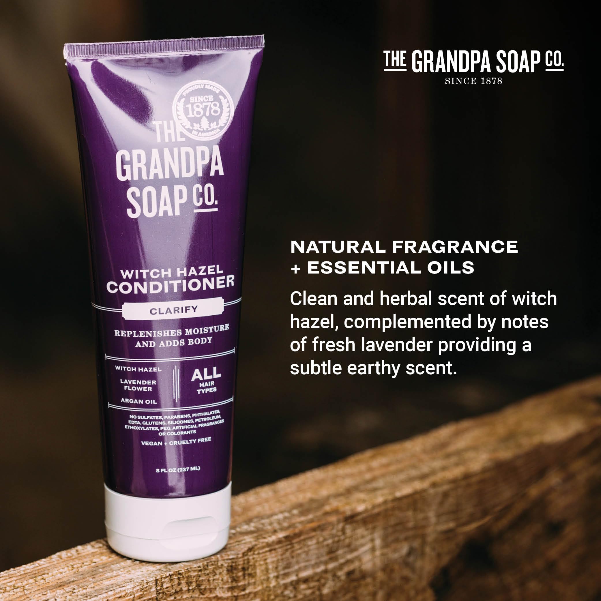 The Grandpa Soap Company Clarifying Witch Hazel Conditioner with Lavender – Sulfates/Parabens Free, 8 oz (2 Pack)