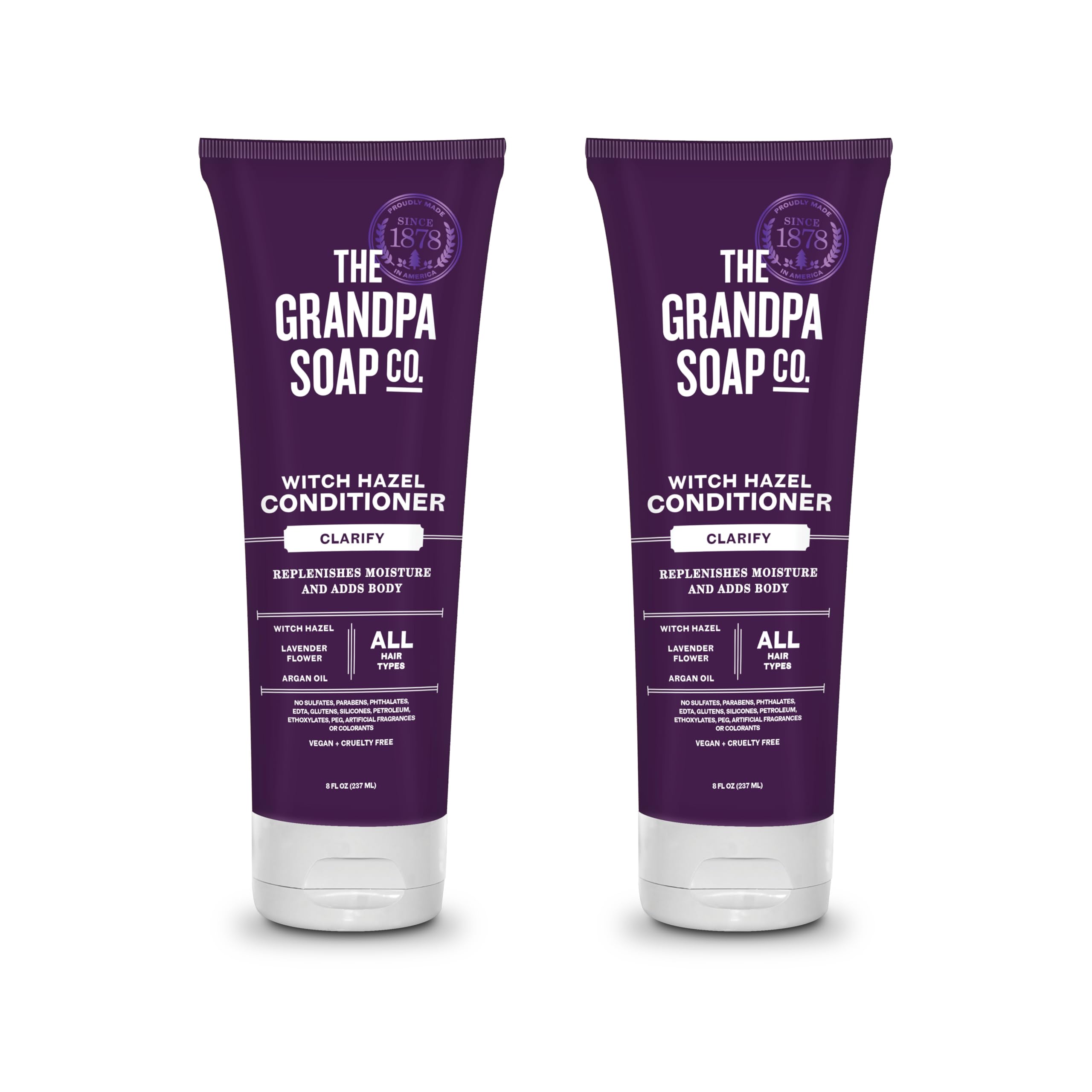 The Grandpa Soap Company Clarifying Witch Hazel Conditioner with Lavender – Sulfates/Parabens Free, 8 oz (2 Pack)