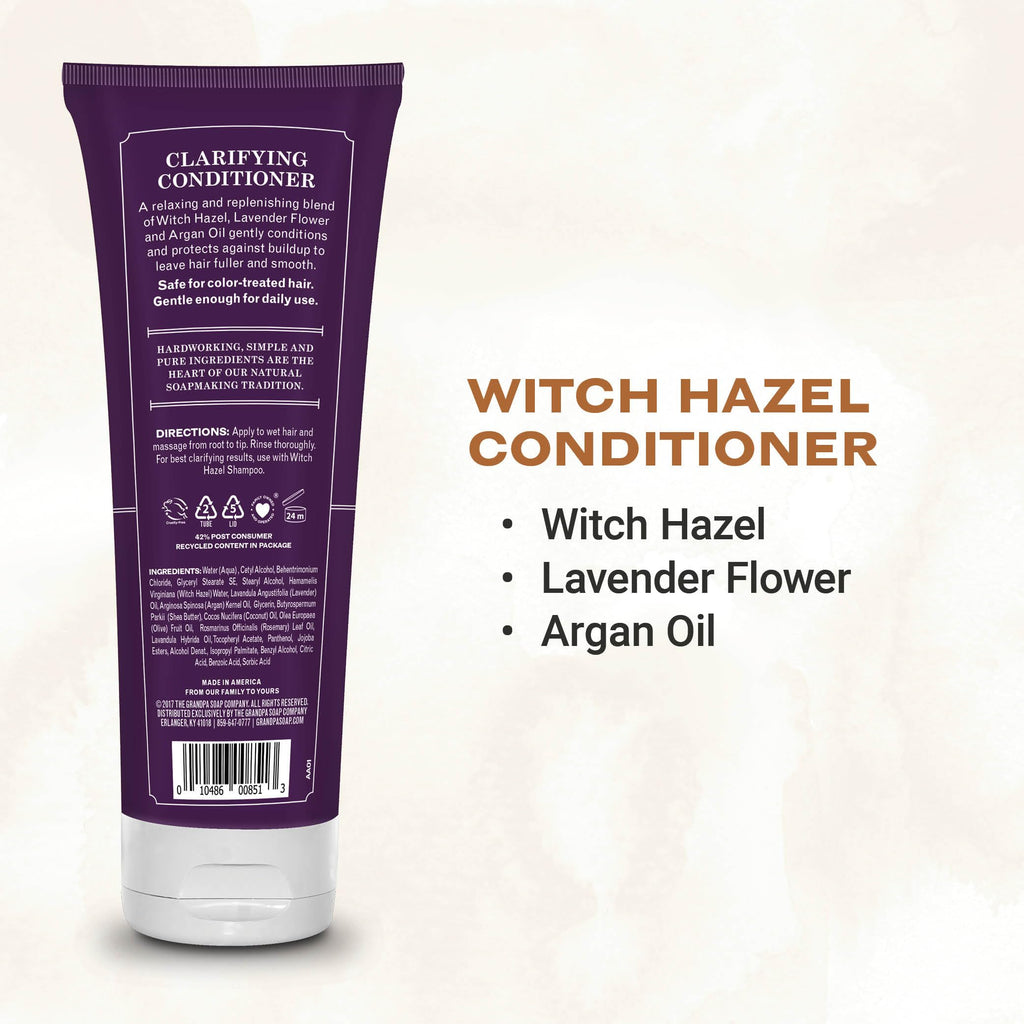 The Grandpa Soap Company Clarifying Witch Hazel Conditioner with Lavender – Sulfates/Parabens Free, 8 oz (2 Pack)