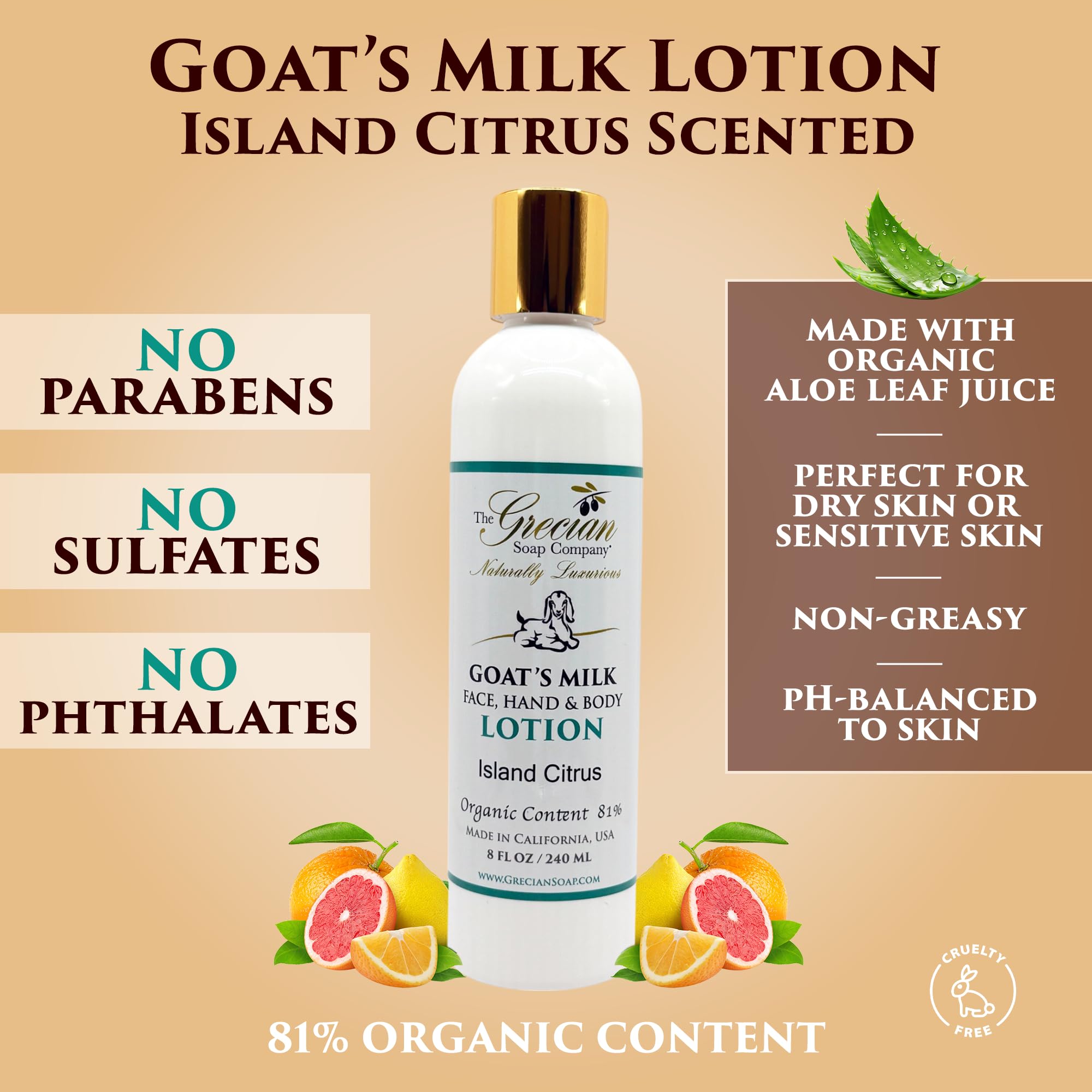 The Grecian Soap Company Deluxe Bathtub Gift Set – Goat Milk & Olive Oil Skincare, Island Citrus, 6-Piece Gift Set