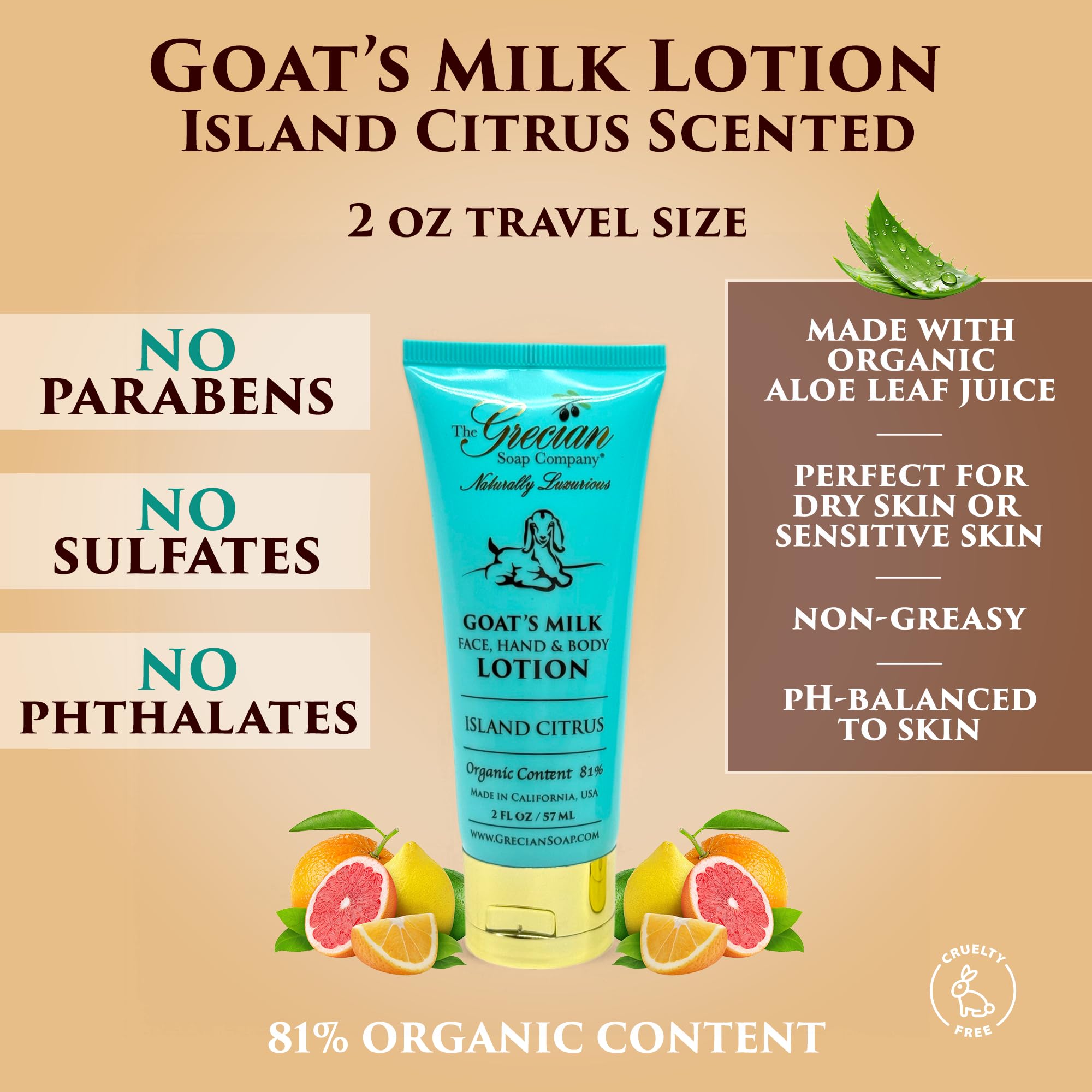 The Grecian Soap Company Deluxe Bathtub Gift Set – Goat Milk & Olive Oil Skincare, Island Citrus, 6-Piece Gift Set