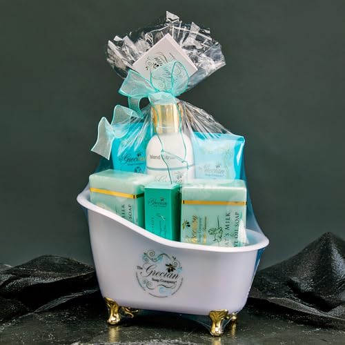 The Grecian Soap Company Deluxe Bathtub Gift Set – Goat Milk & Olive Oil Skincare, Island Citrus, 6-Piece Gift Set