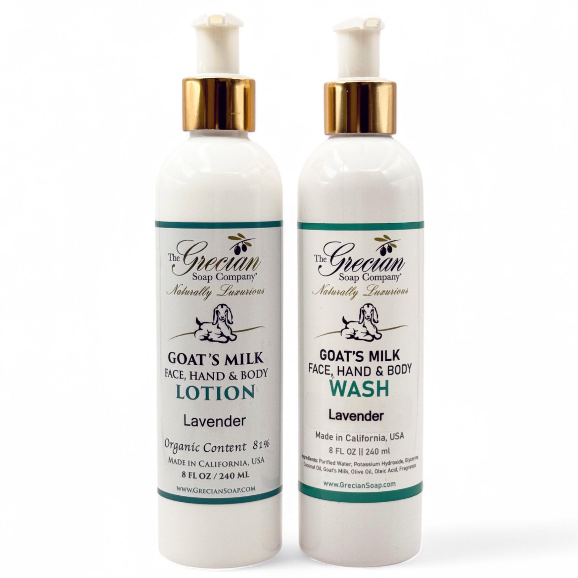 The Grecian Soap Company Goat Milk Lotion & Body Wash Set – Lavender, 8oz Each
