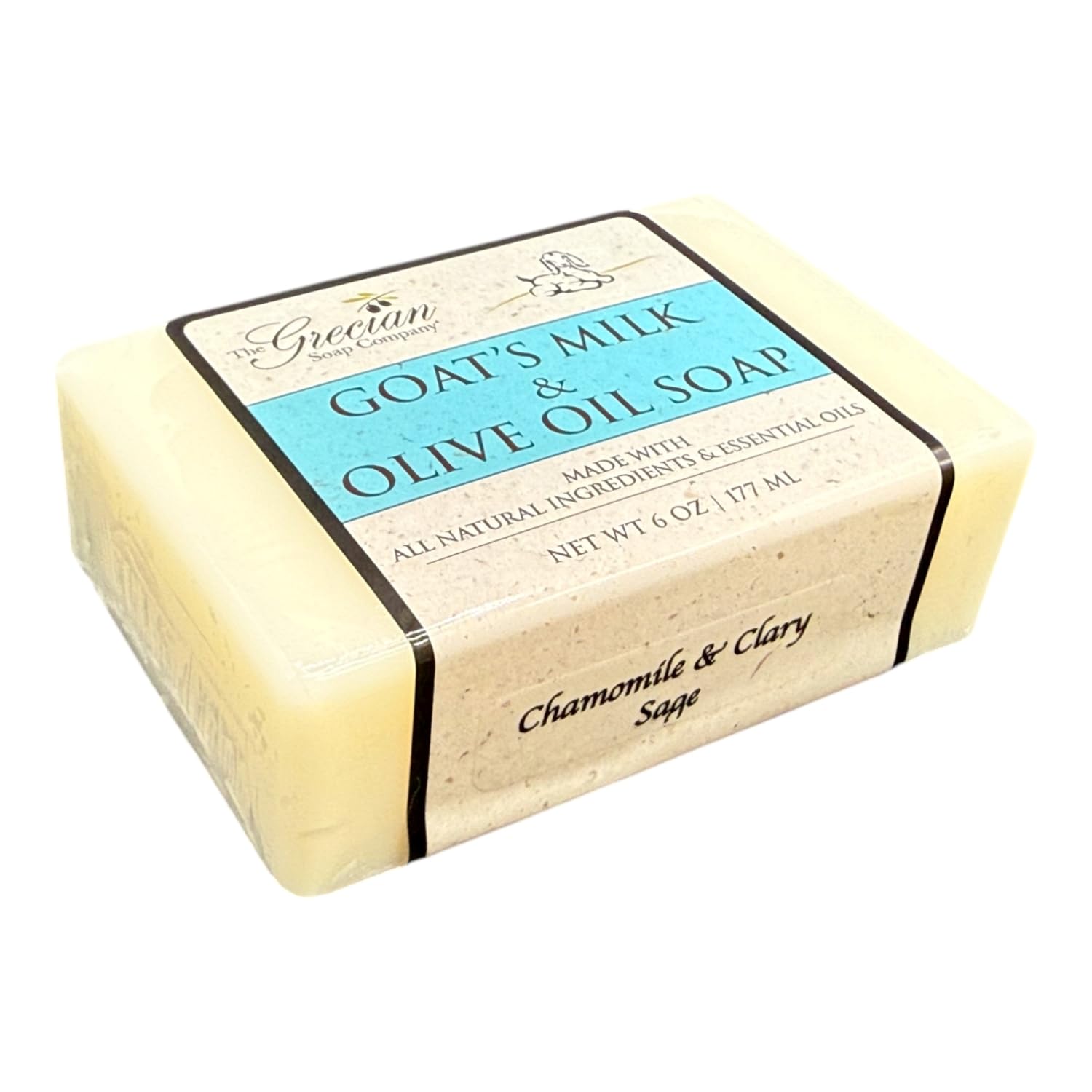The Grecian Soap Company Clean Beauty Goat's Milk & Olive Oil Bar Soap – Chamomile & Clary Sage (2-Pack, 6oz)