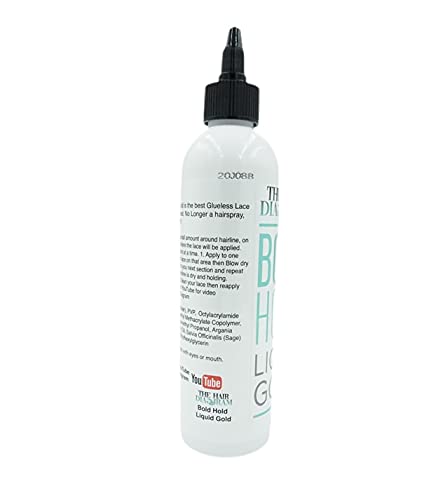 The Hair Diagram Bold Hold Liquid Gold – Glueless Lace Gel for Wigs and Hair Systems – Water Based, Alcohol Free, 8oz