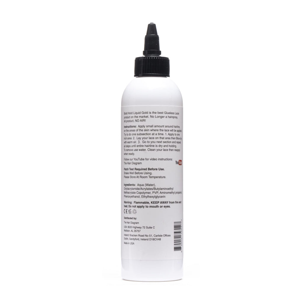 The Hair Diagram Bold Hold Liquid Gold – Glueless Lace Gel for Wigs and Hair Systems – Water Based, Alcohol Free, 8oz