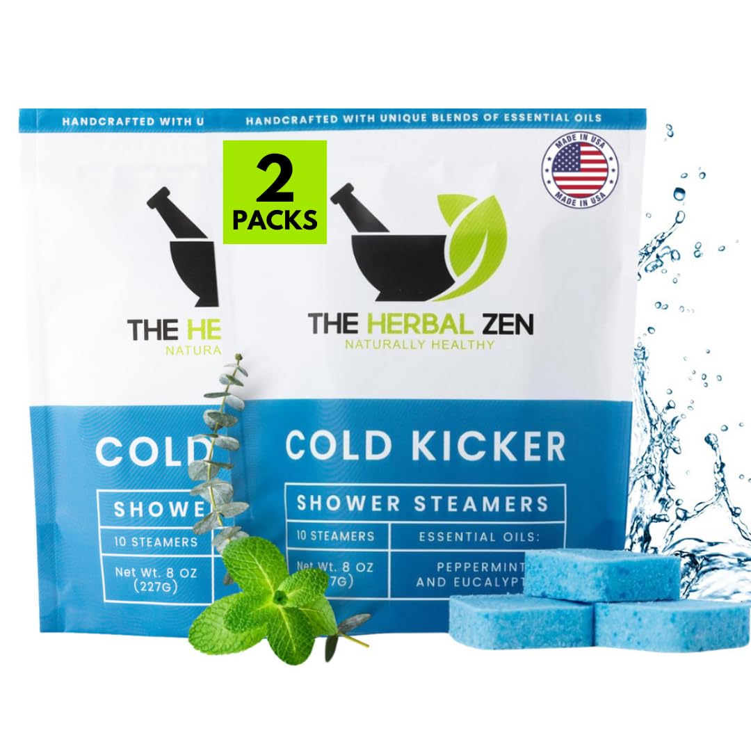 The Herbal Zen Cold Kicker Shower Steamers – Peppermint & Eucalyptus | USA Made (20 Pack)