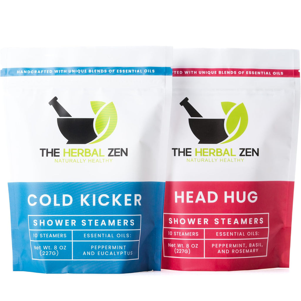 The Herbal Zen Aromatherapy Shower Steamers Gift Set — USA Made, 20 Steamer Pack (Cold Kicker + Head Hug)