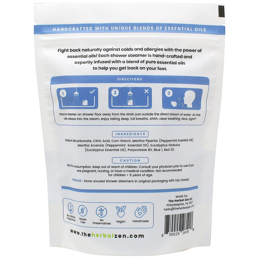 The Herbal Zen Aromatherapy Shower Steamers Gift Set — USA Made, 20 Steamer Pack (Cold Kicker + Head Hug)